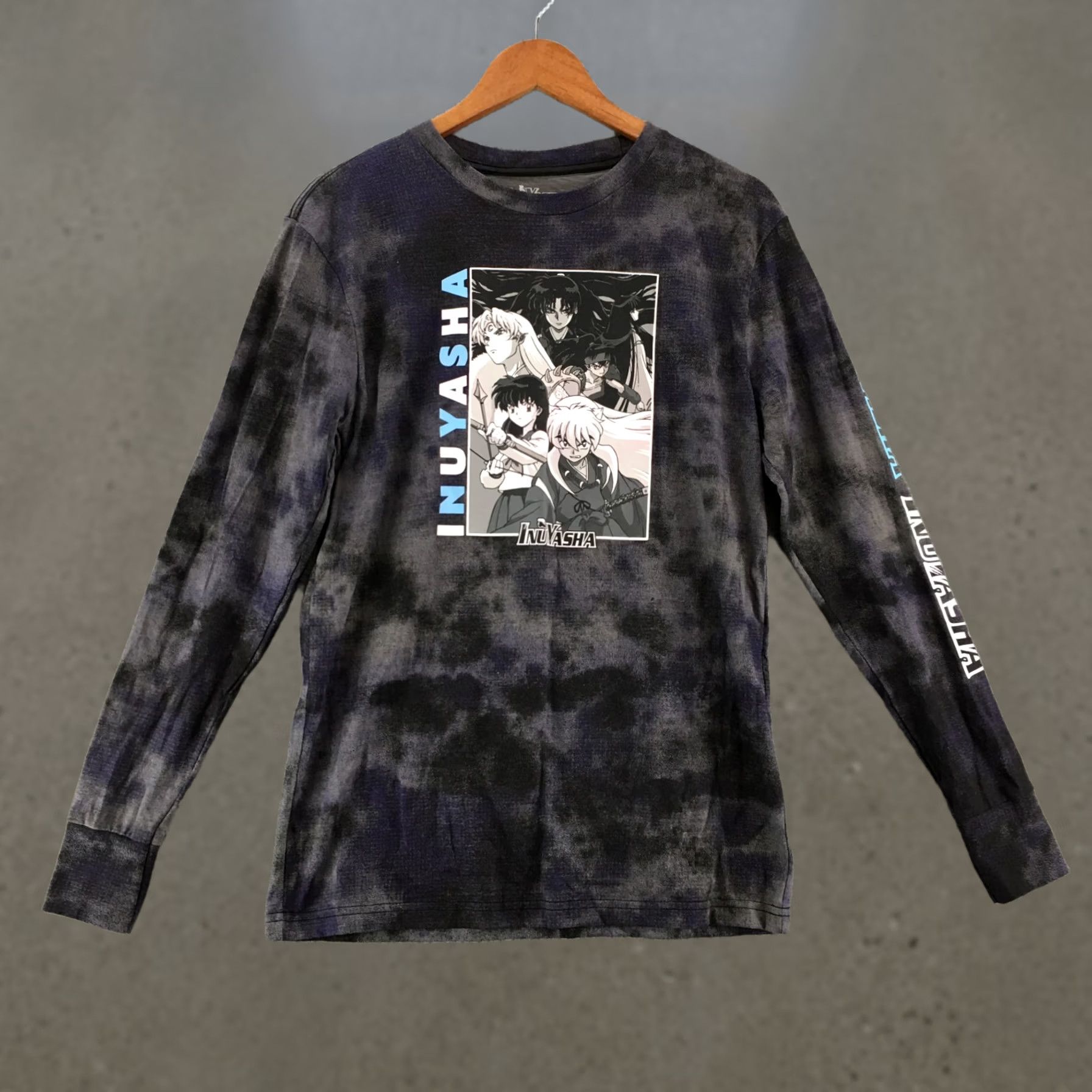 Vintage Grays Inuyasha Graphic Print Sweatshirt Womens Med Gray Tie-Dye Long Sleeve Crew Neck Size M / US 6-8 / IT 42-44 - 1 Thumbnail