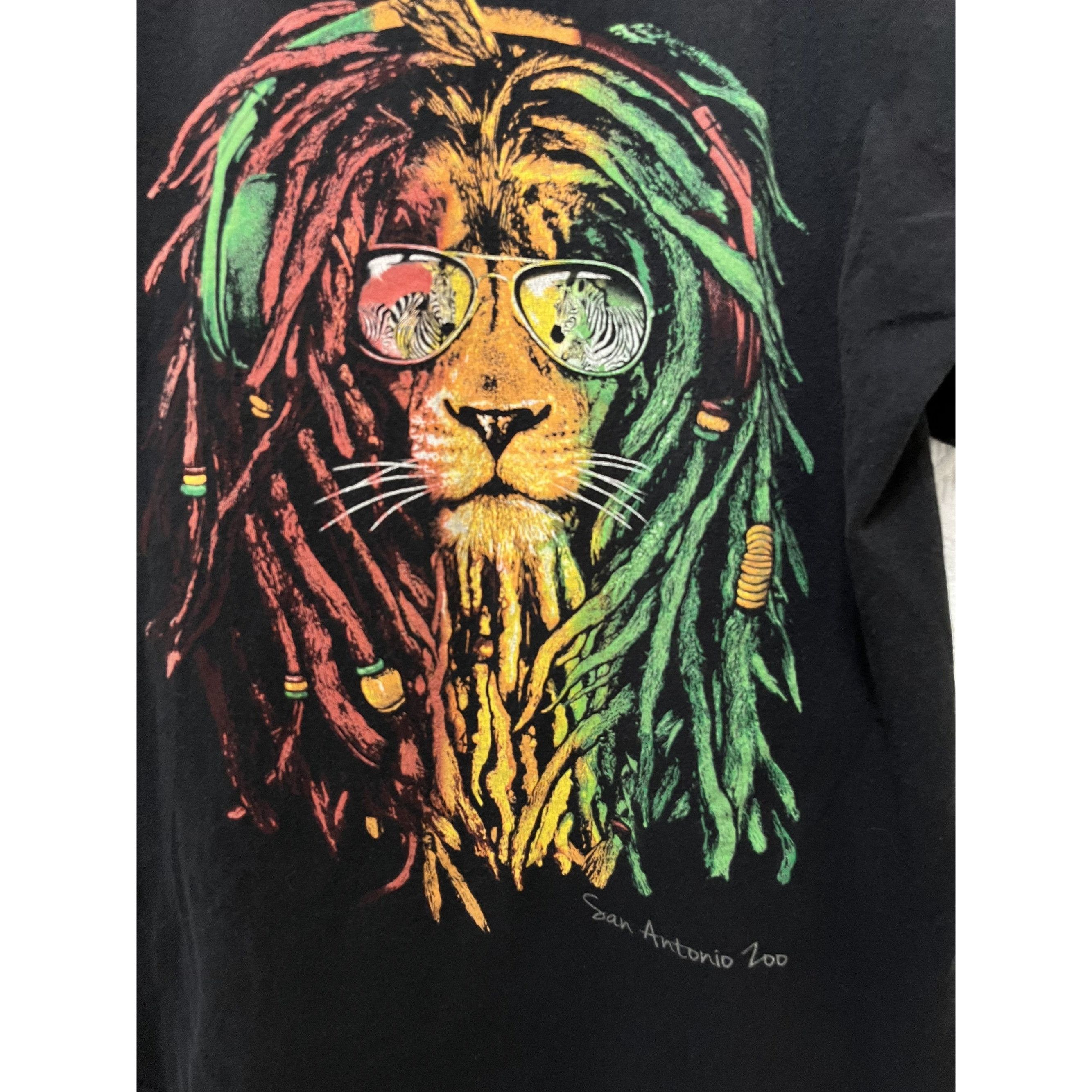 Vintage Rasta Reggae Lion Dreads San Antonio Zoo Black Tshirt Mens S Size US L / EU 52-54 / 3 - 3 Thumbnail