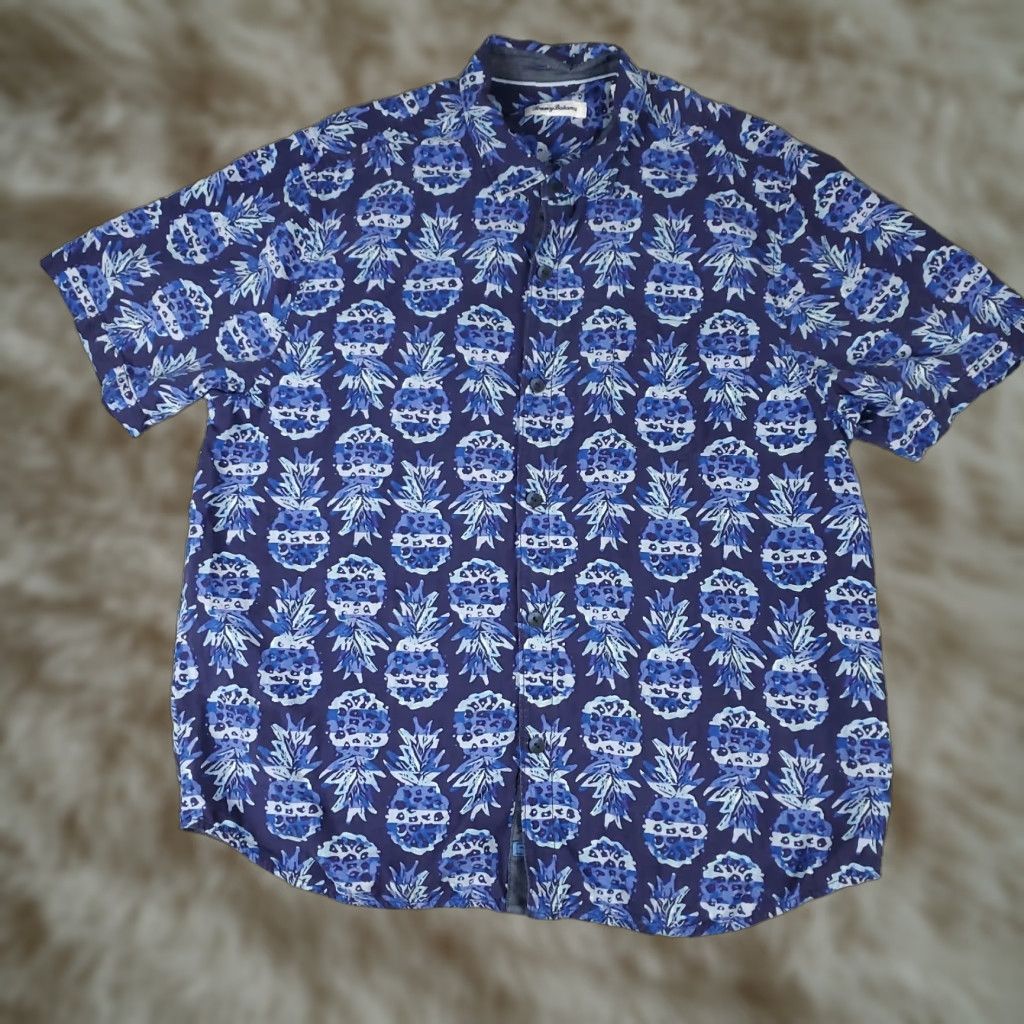 Tommy Bahama Tommy Bahama Shirt Mens XL Silk Hawaiian Button-Up Short Sleeve Blue Aloha Island Tropical Mens Size US XL / EU 56 / 4 - 1 Thumbnail