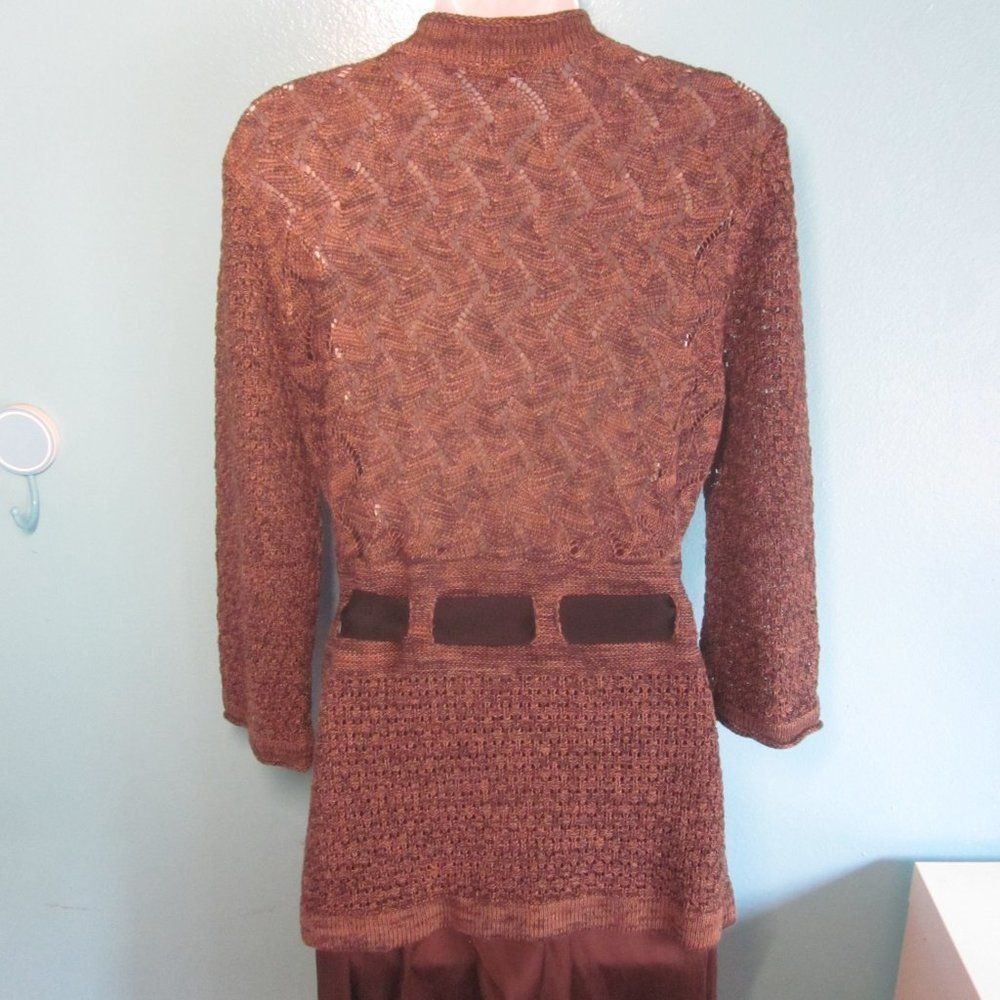 Vintage Classiques Entier Cardigan Brown Knit Linen Sz M Size M / US 6-8 / IT 42-44 - 15 Thumbnail