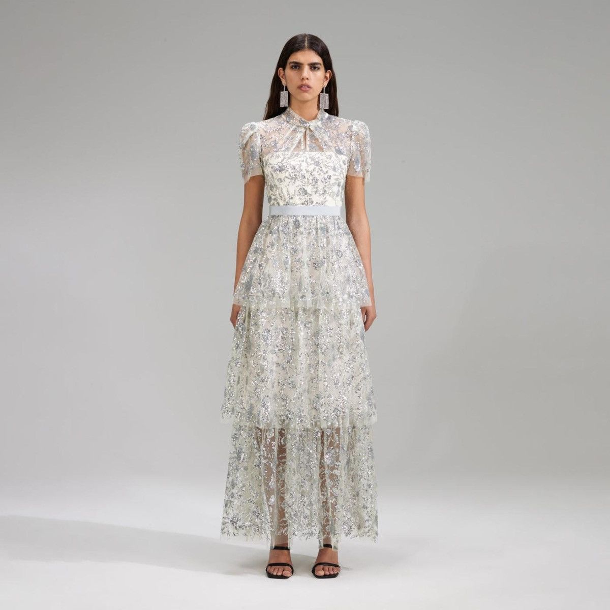 Self-portrait Champagne Sequin Tiered Maxi Dress