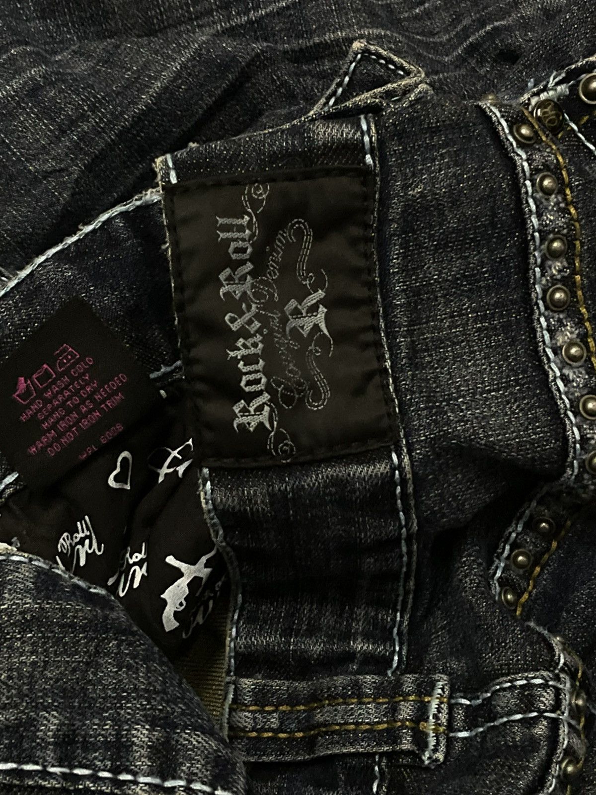 Beauty Beast Vinage OG 1990s Designer Rock & Roll Affliction Cross Flared Size US 32 / EU 48 - 17 Thumbnail
