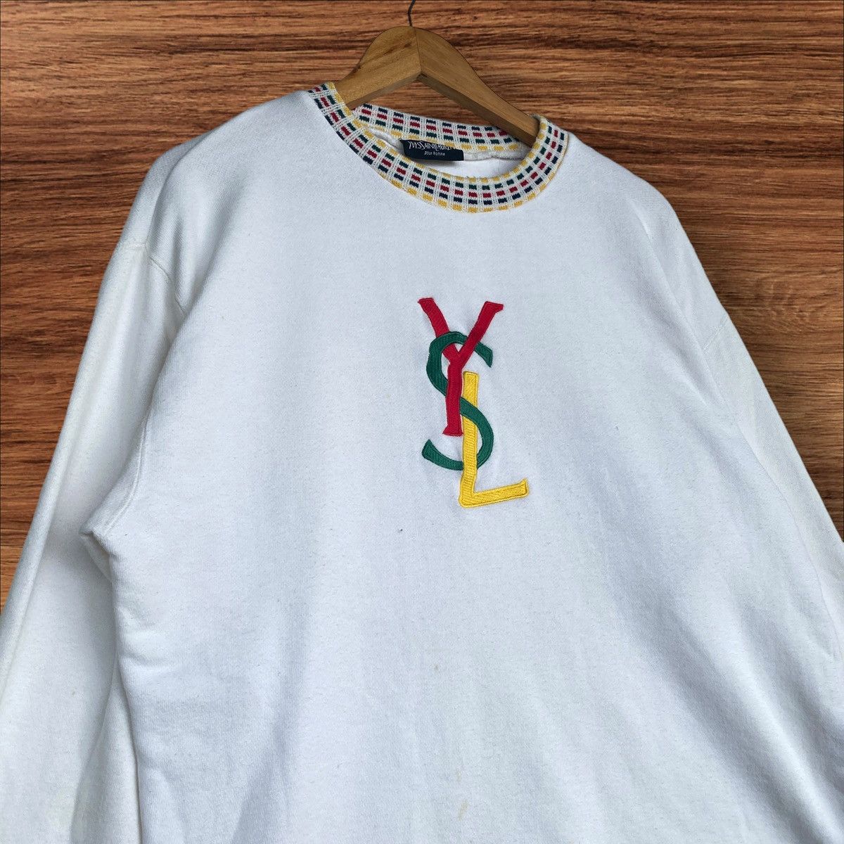 Yves Saint Laurent Vintage YSL Big Logo Spellout Embroidery Crewneck Size US L / EU 52-54 / 3 - 5 Thumbnail