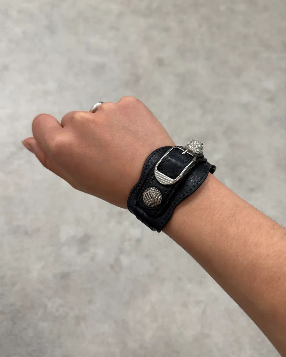 Balenciaga Black Leather Studded Bracelet