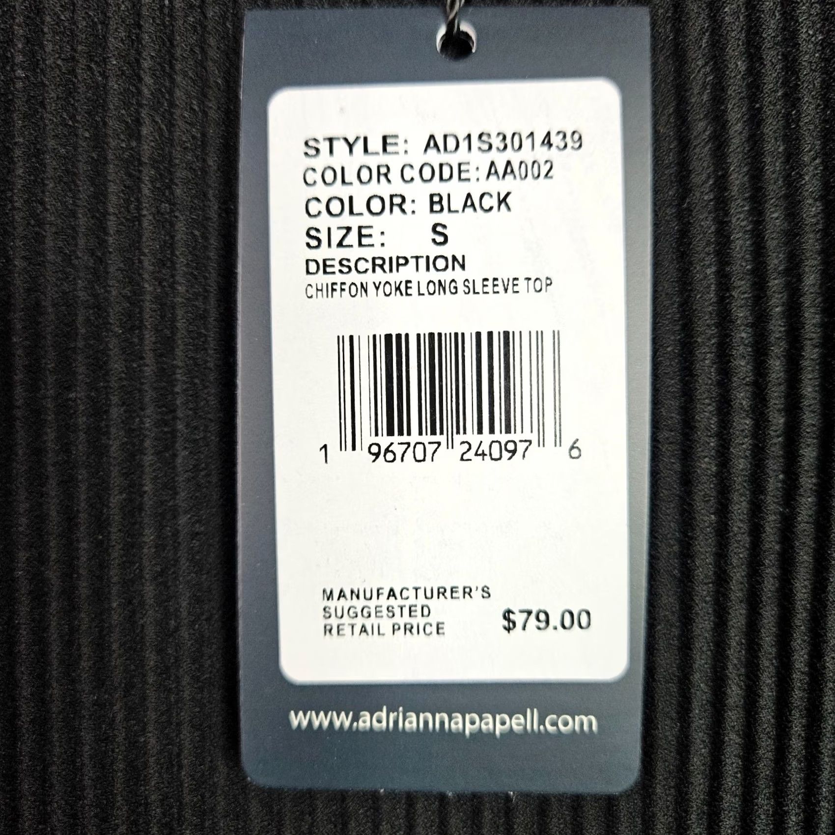 Adrianna Papell ADRIANNA PAPELL Women's Black Chiffon Yoke Long Sleeve Blouse S NEW Size S / US 4 / IT 40 - 5 Thumbnail