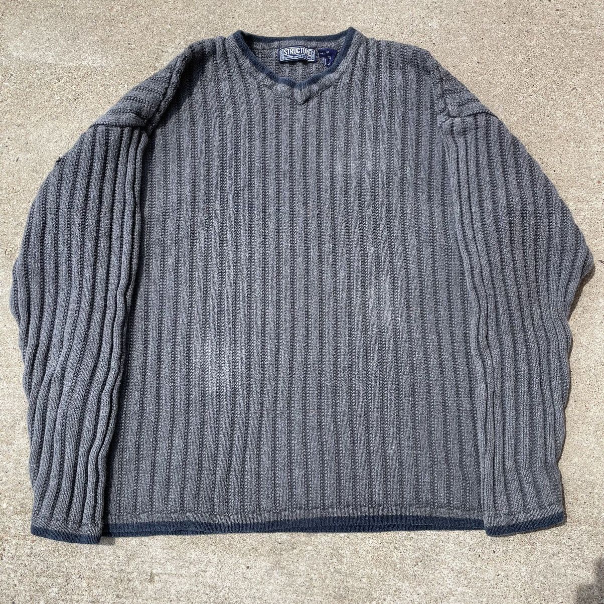 Structure × Vintage Vintage Structure Ribbed Ramie Knit Sweater Grey M Size US M / EU 48-50 / 2 - 1 Thumbnail