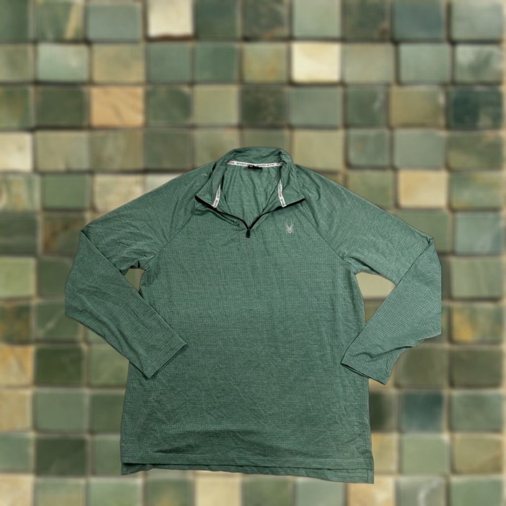 Spyder Spyder Active Pullover Mens Large Green ProWB Stretch Athletic Quarter Zip Top Size US L / EU 52-54 / 3 - 1 Thumbnail