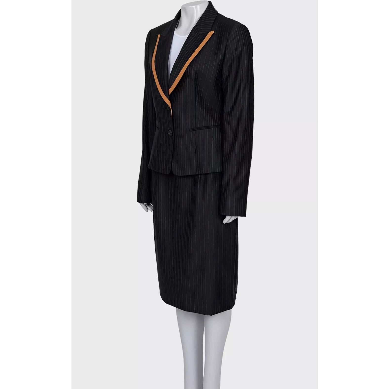 Dior Christian Dior Black Wool Pinstripe Suit Sz. FR44 / XXL Size L / US 10 / IT 46 - 2 Thumbnail