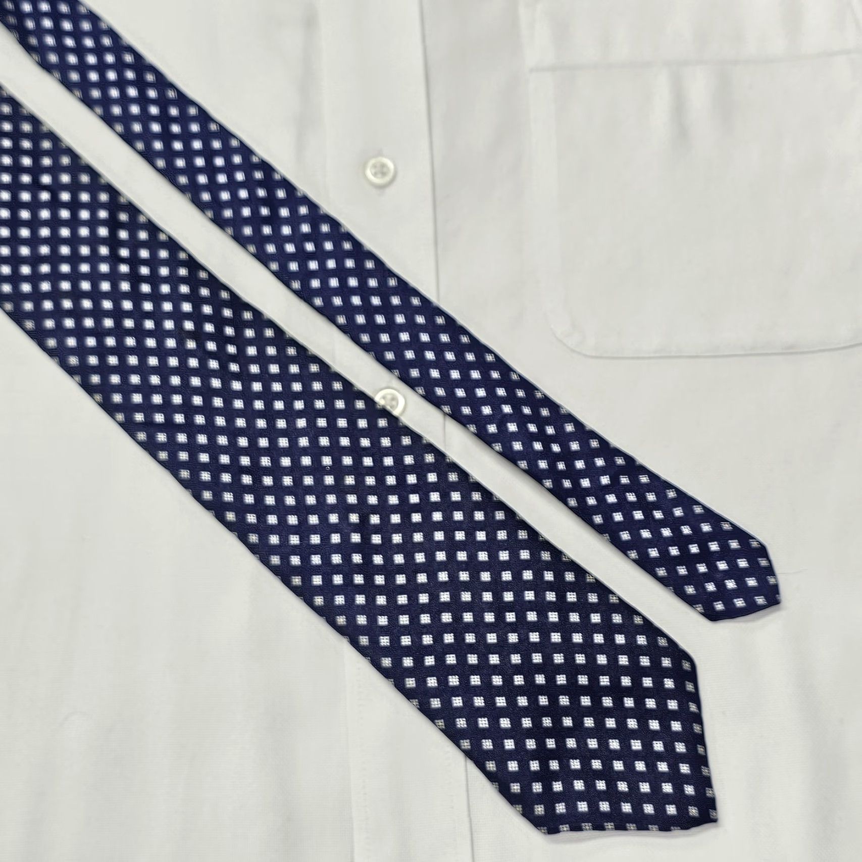 Lanvin VINTAGE Lanvin Necktie Tie Men’s Blue Geometric Silk Classic Retro Office Preppy 57" 3" Mens Size ONE SIZE - 3 Thumbnail