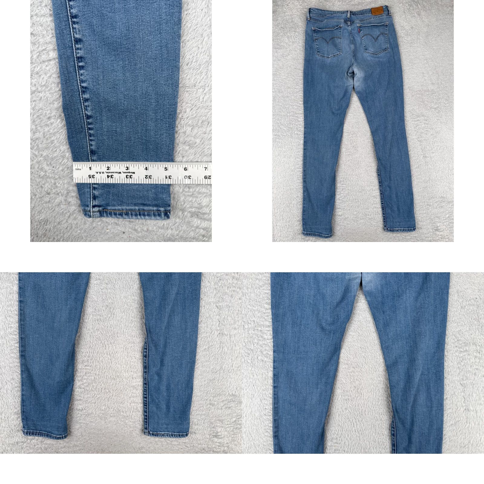 Levi's Levi's Jeans Women 32 Blue Denim Skinny High Rise 700 Series Regular Inseam 29 in 5-Pocket Cotton Blend Distressed Mid Rise Size 24" / US 00 / IT 34 - 10 Thumbnail