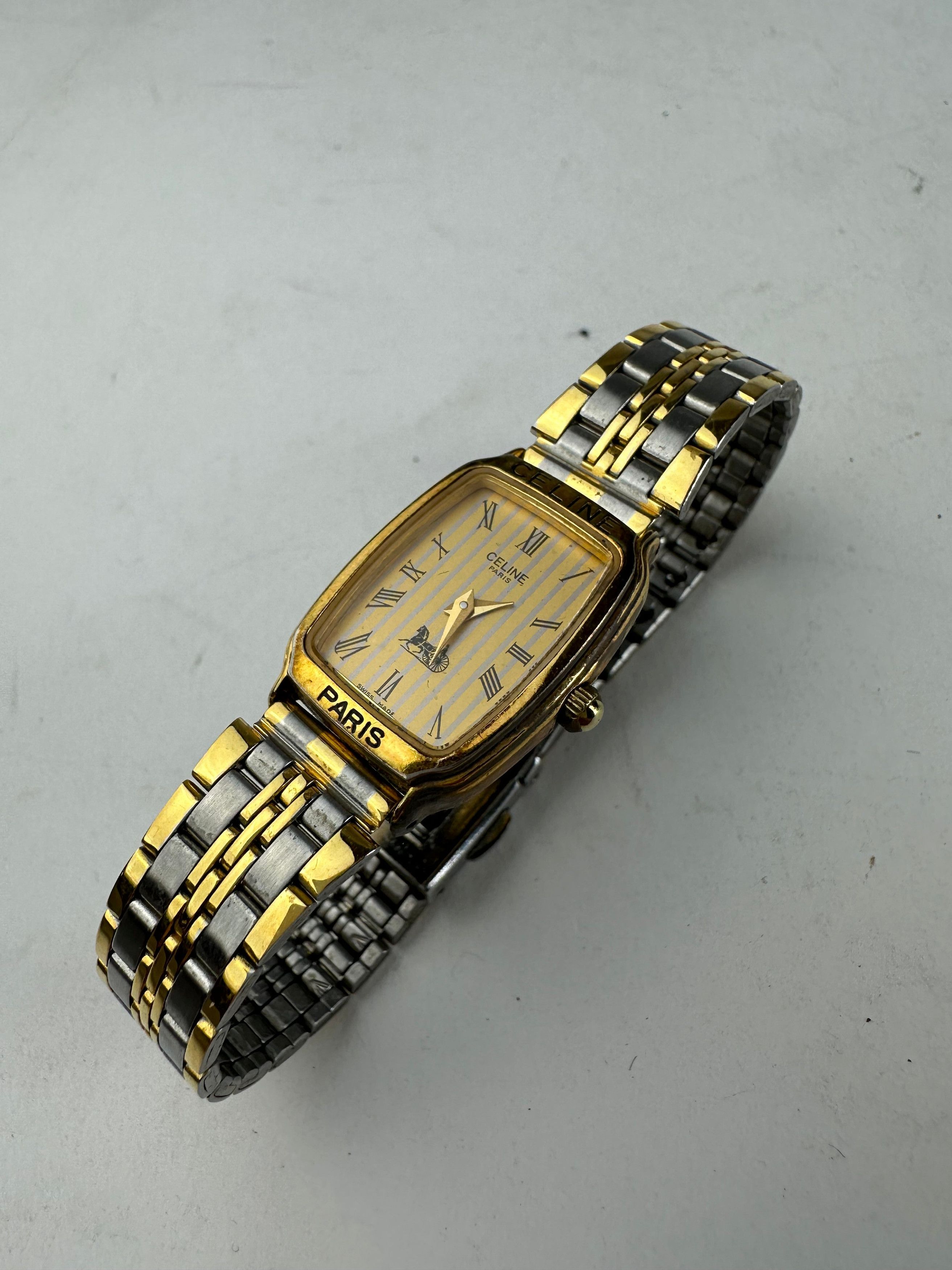 Celine Vintage Paris Gold Plated Watch Silver Gold Size ONE SIZE - 1 Thumbnail