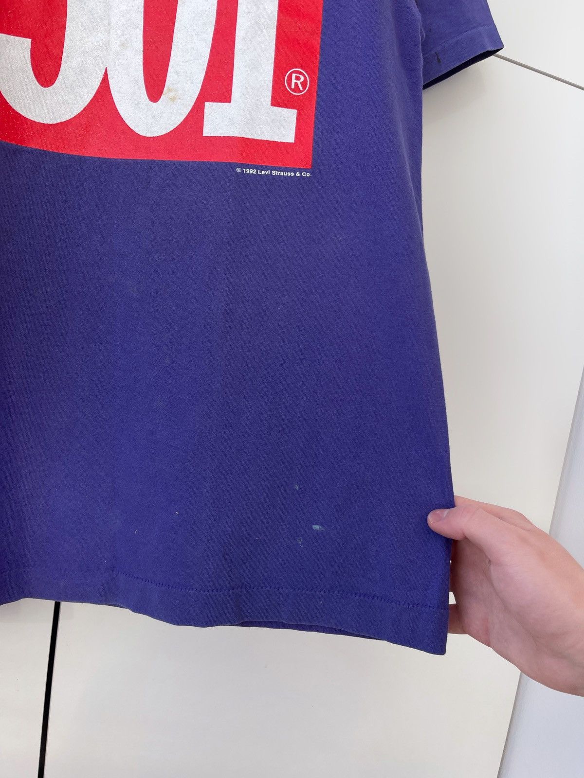 Levi's × Vintage Vintage 1992 Levi's 501 Single Stitch Streetwear Purple Tee Size US M / EU 48-50 / 2 - 10 Thumbnail
