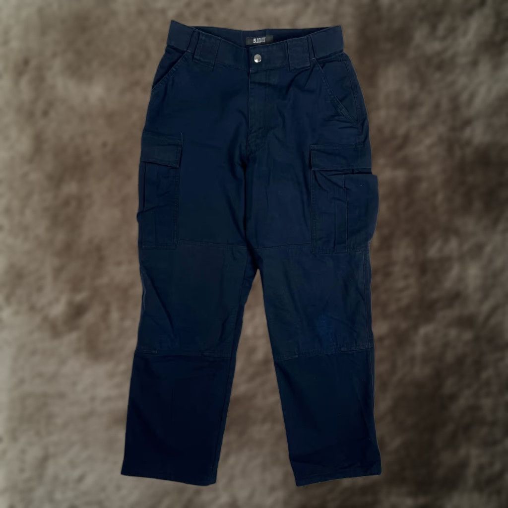 Vintage 5.11 Tactical Cargo Pants Medium Short Blue Ripstop Army USA Cargo Pants Mens Regular Straight Front Flat 5.11 Taclite Pro Military Pocket Pockets Size US 31 - 1 Thumbnail
