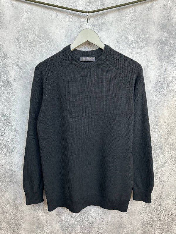Paul James Paul James Waffle Knit Sweater Black Crew Jumper Sweatshirt Size US S / EU 44-46 / 1 - 1 Thumbnail