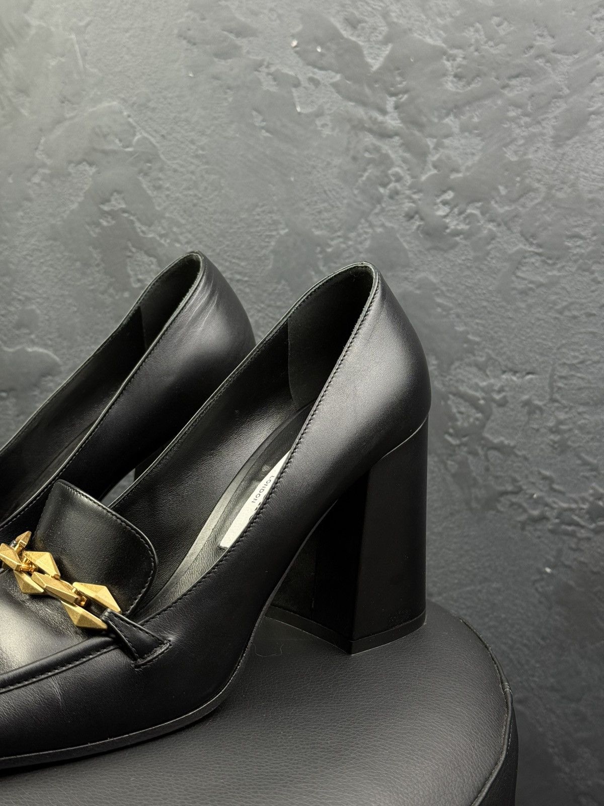 Jimmy Choo JIMMY CHOO Womens Black Diamond Tilda Leather Heeled Size US 9 / IT 39 - 2 Thumbnail