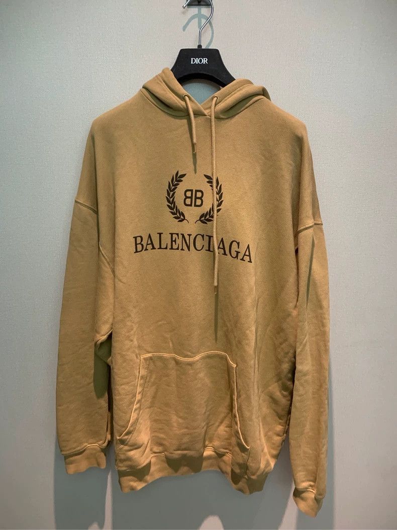 Balenciaga Balenciaga Khaki Wheat Pattern Hooded Sweatshirt Size US M / EU 48-50 / 2 - 1 Thumbnail