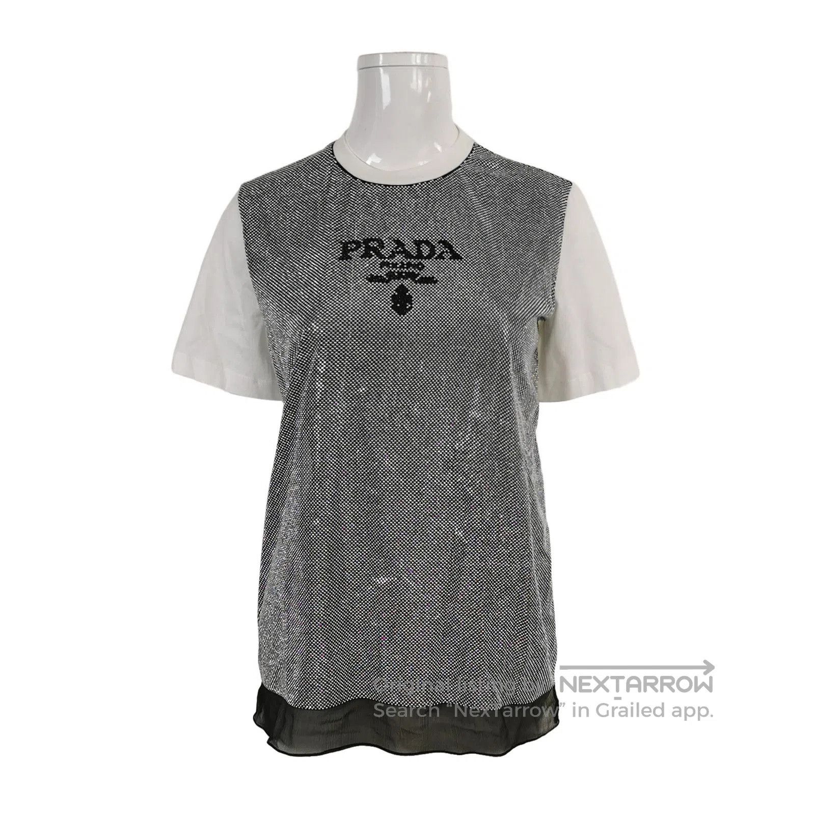 Prada Prada Cotton Silk Logo Short Sleeve T-Shirt . Size US XS / EU 42 / 0 - 1 Thumbnail