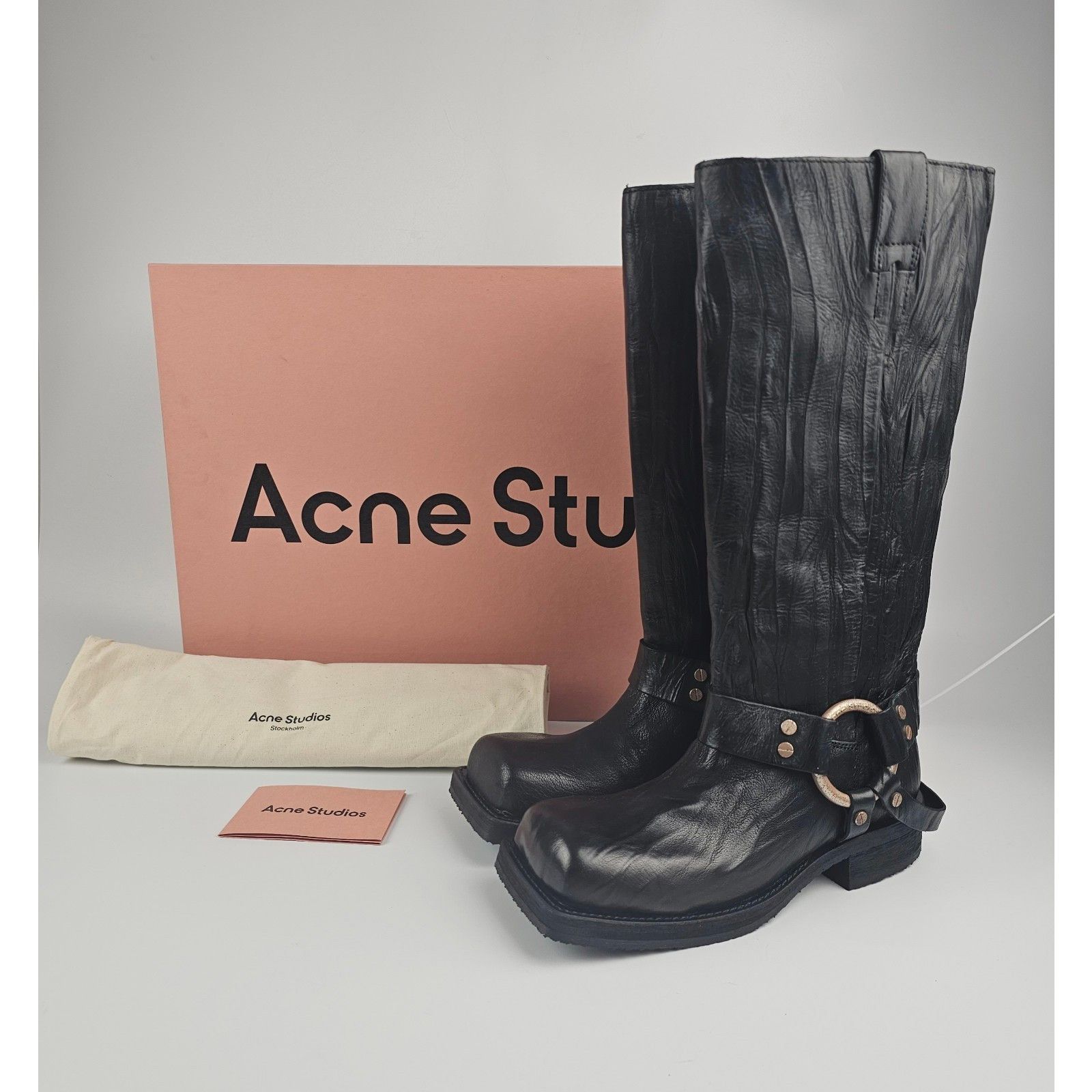 Acne Studios ACNE STUDIOS Balius $1300 Anthracite Grey Leather 35mm Buck Size US 11 / IT 41 - 4 Thumbnail