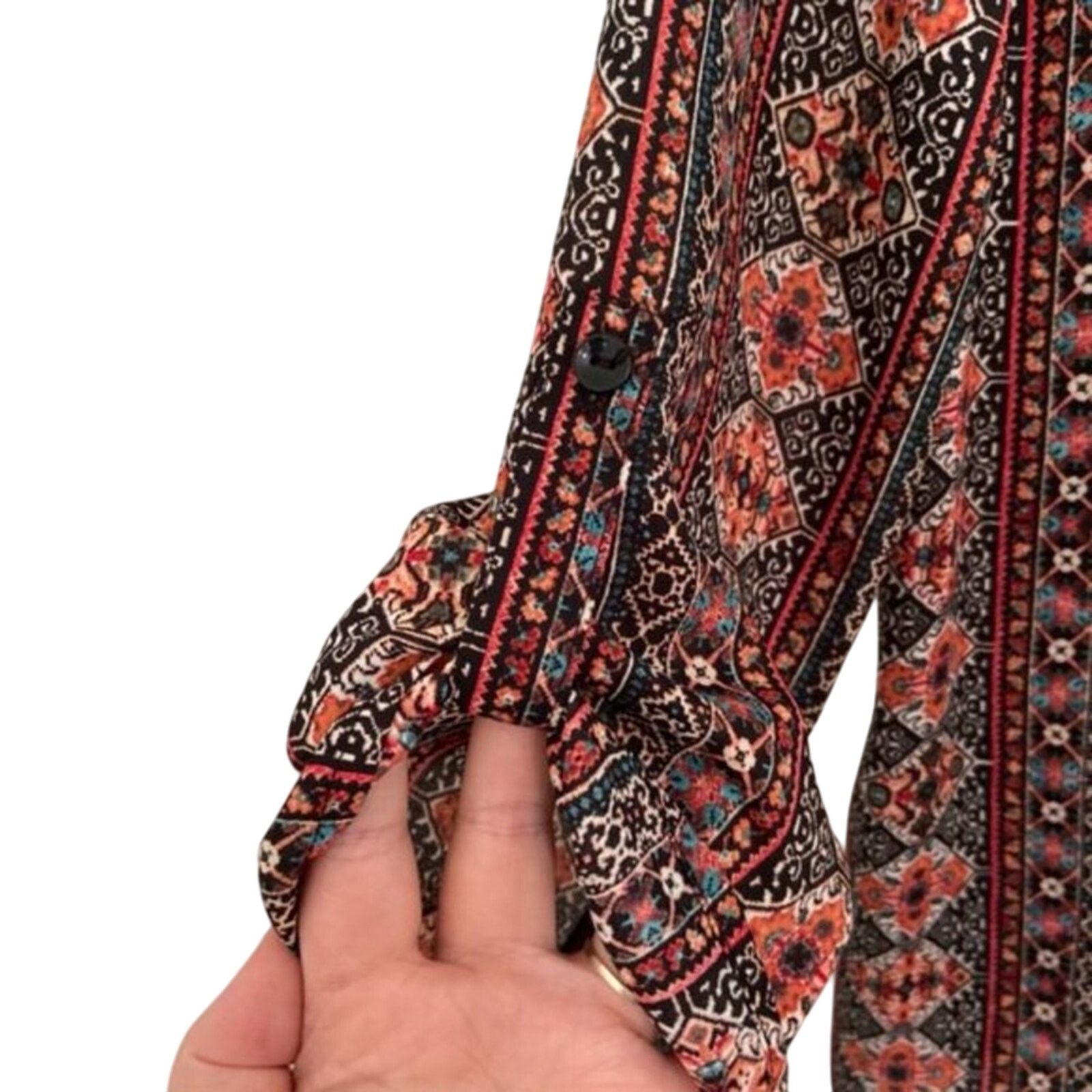 Other Hippie Rose Boho Blouse Tab Button Sleeves Size XL Size XL / US 12-14 / IT 48-50 - 3 Thumbnail
