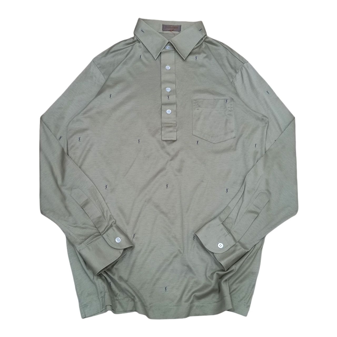 Yves Saint Laurent Rare! Vintage Yves Saint Laurent Monogram LS Polo Size US L / EU 52-54 / 3 - 1 Thumbnail