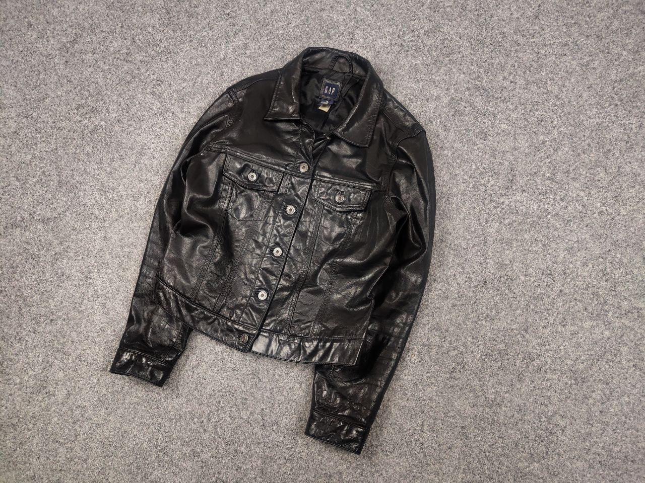 Gap Rare Gap Vintage 1999 Dyed Leather Trucker Rockstar Jacket Size M / US 6-8 / IT 42-44 - 4 Thumbnail
