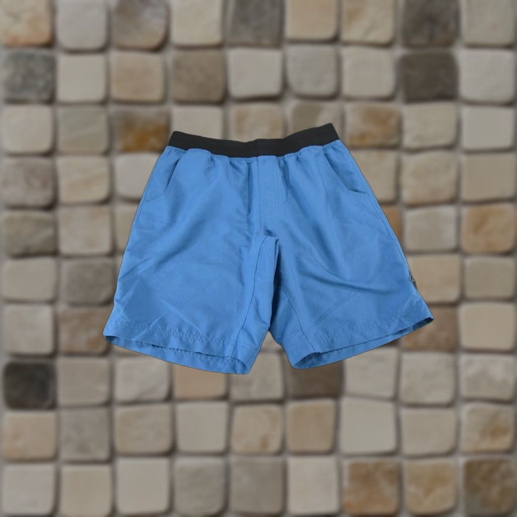 Prana prAna Shorts Mens Medium Athletic Blue Lightweight Linerless Gym Workout Stain on Inner Thigh - Preowned Outdoor Sports Logo Activewear Mens Size US 31 - 1 Thumbnail