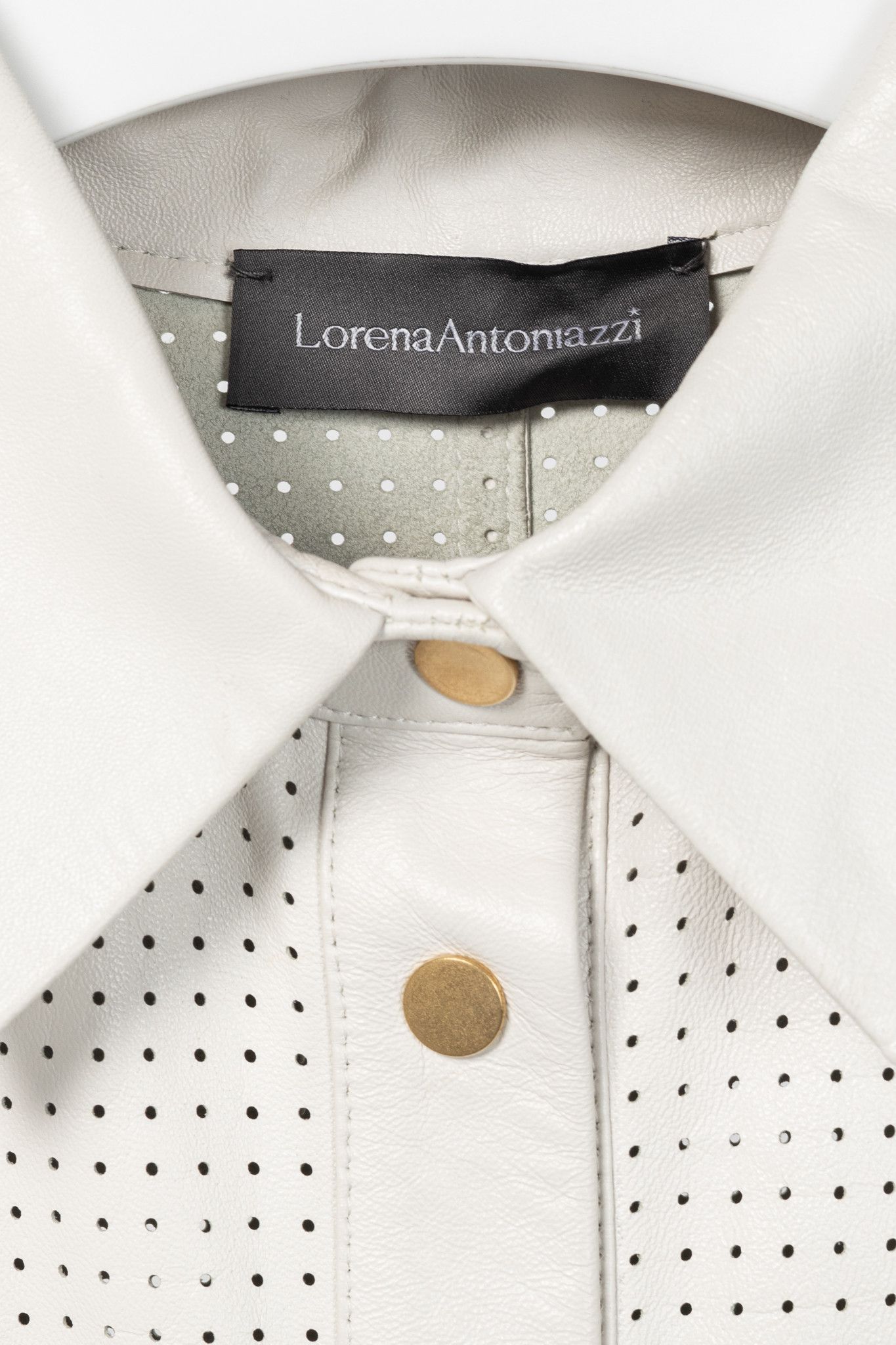Other Lorena Antoniazzi Perforated Leather Snap-Closure Shacket Size M / US 6-8 / IT 42-44 - 4 Thumbnail