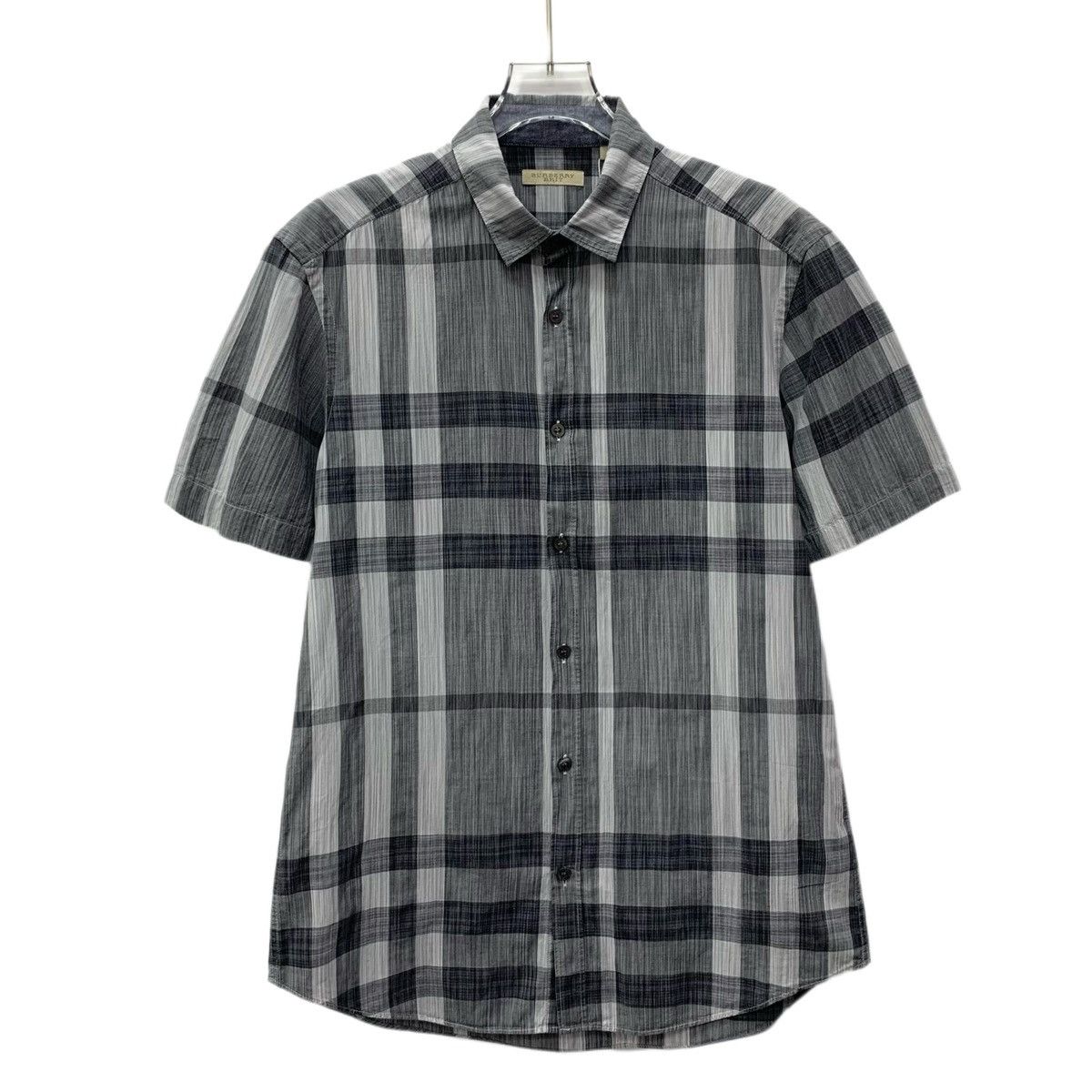 Burberry Burberry Dark Grey Classic Design Cotton Short Sleeve Shirt Size US M / EU 48-50 / 2 - 1 Thumbnail