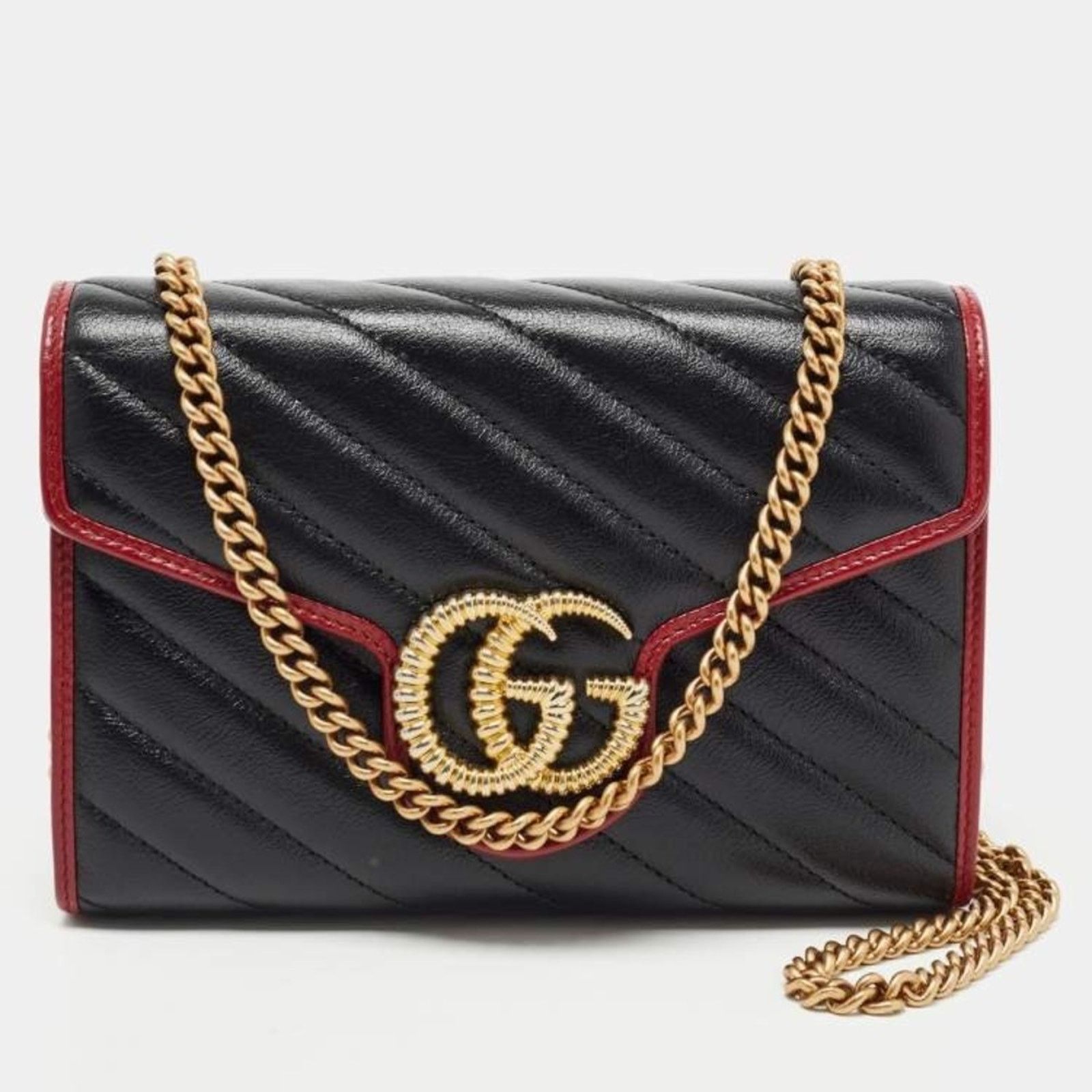 Gucci Gucci Marmont Torchon GG WOC Black/Red 573807 Size ONE SIZE - 2 Thumbnail