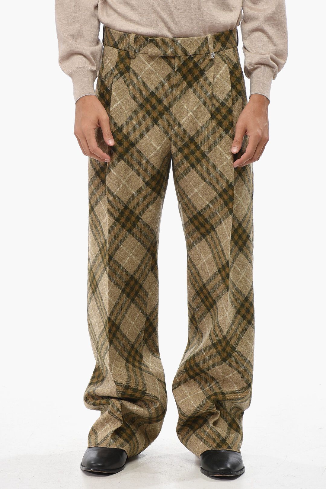Burberry og1mm1125 Double-Pleated Wool Pant in Multicolor Size US 30 / EU 46 - 1 Thumbnail
