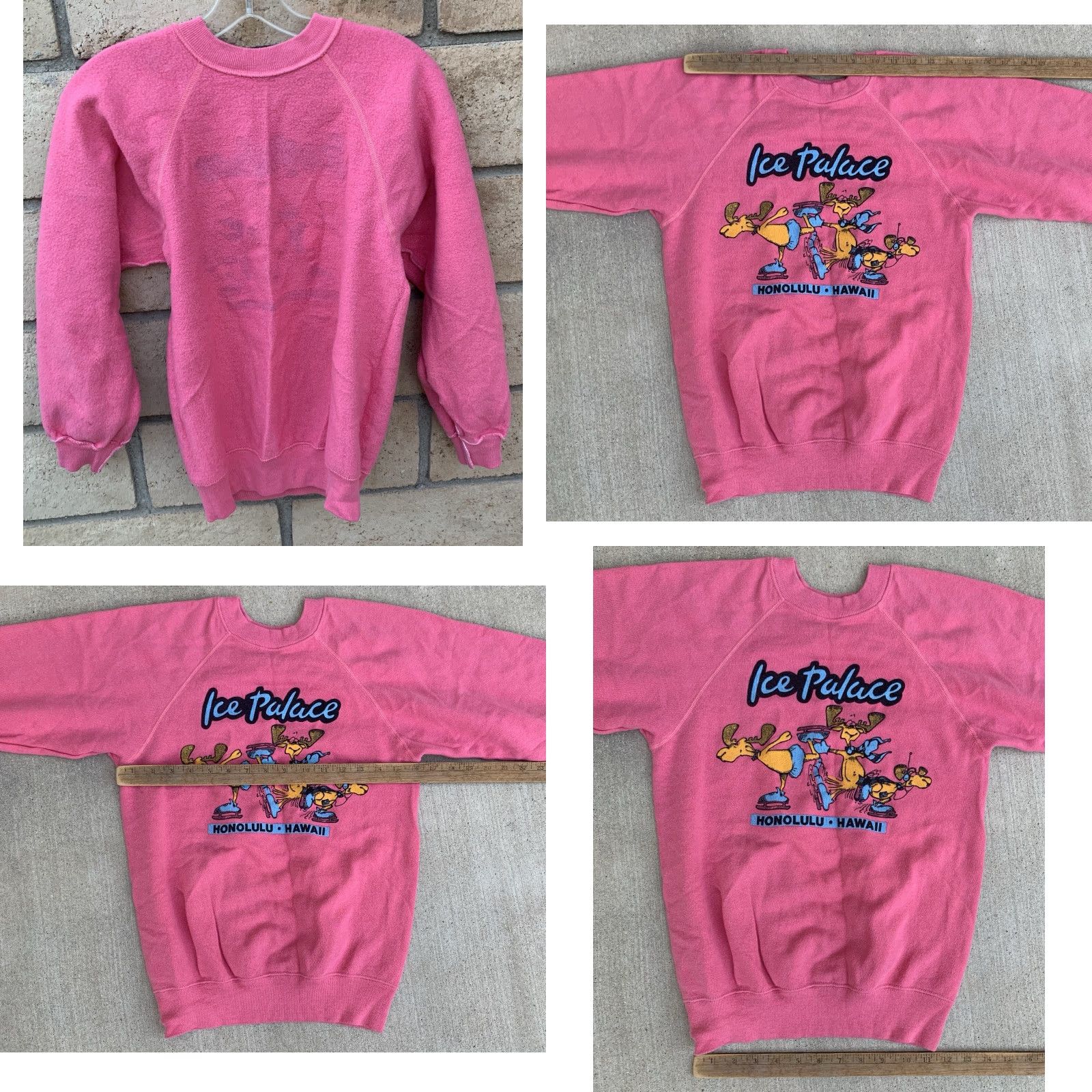 Hanes VINTAGE Hanes Sweatshirt Raglan Graphic Ice Palace Honolulu Hawaii Skating Size S Mens Pullover Long Sleeve Pink Cotton Blend 80s Animals Beach Size US S / EU 44-46 / 1 - 10 Thumbnail