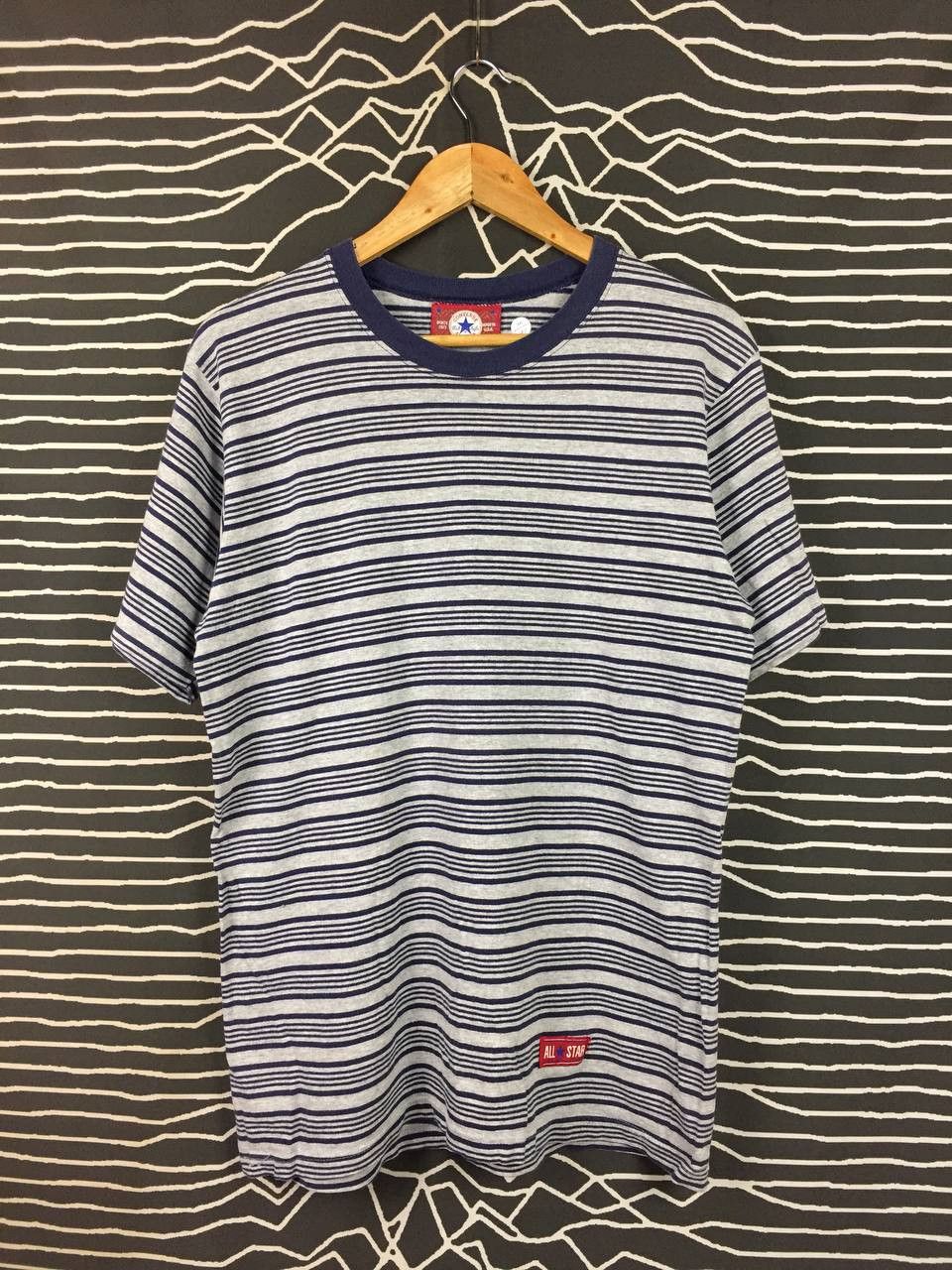 Converse Vtg 90s Converse All Star Made In Usa Stripe Tee Size US M / EU 48-50 / 2 - 1 Thumbnail