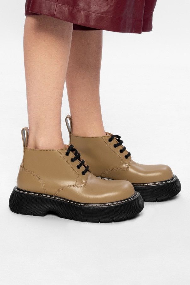 Bottega Veneta beige ‘The Bounce’ platform Ankle Boots