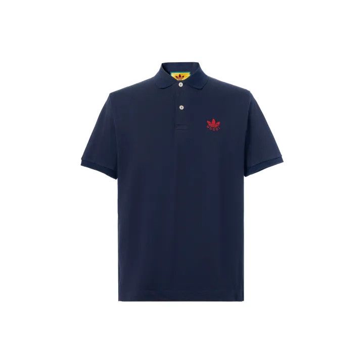 Gucci Gucci x Adidas Blue Embroidered Polo Shirt Size US M / EU 48-50 / 2 - 1 Thumbnail