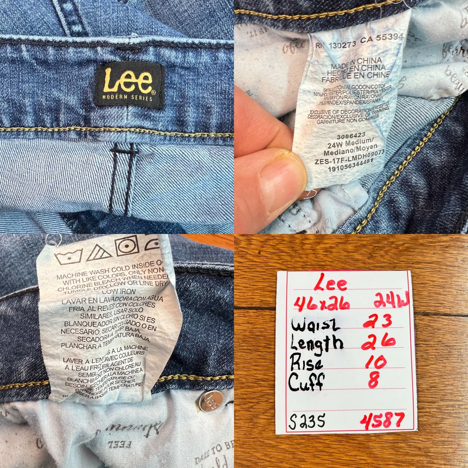 Lee Lee Jeans Women 24W Mid Rise Cuffed Cropped Blue Denim Modern Series Medium Size 42" / US 20 - 8 Thumbnail
