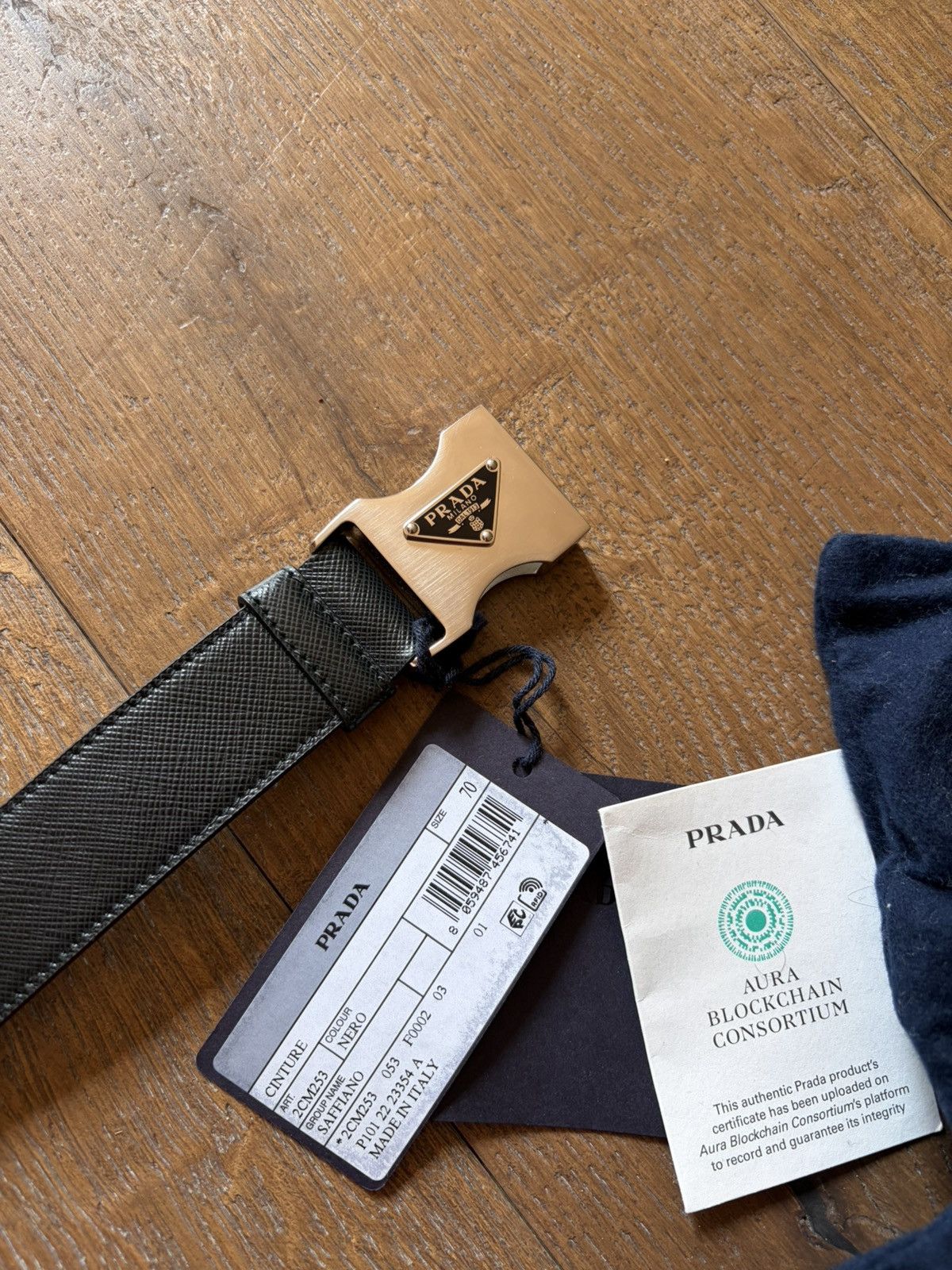 Prada Prada Saffiano Leather Tape Belt Brand New 28/70 Size 28 - 3 Thumbnail