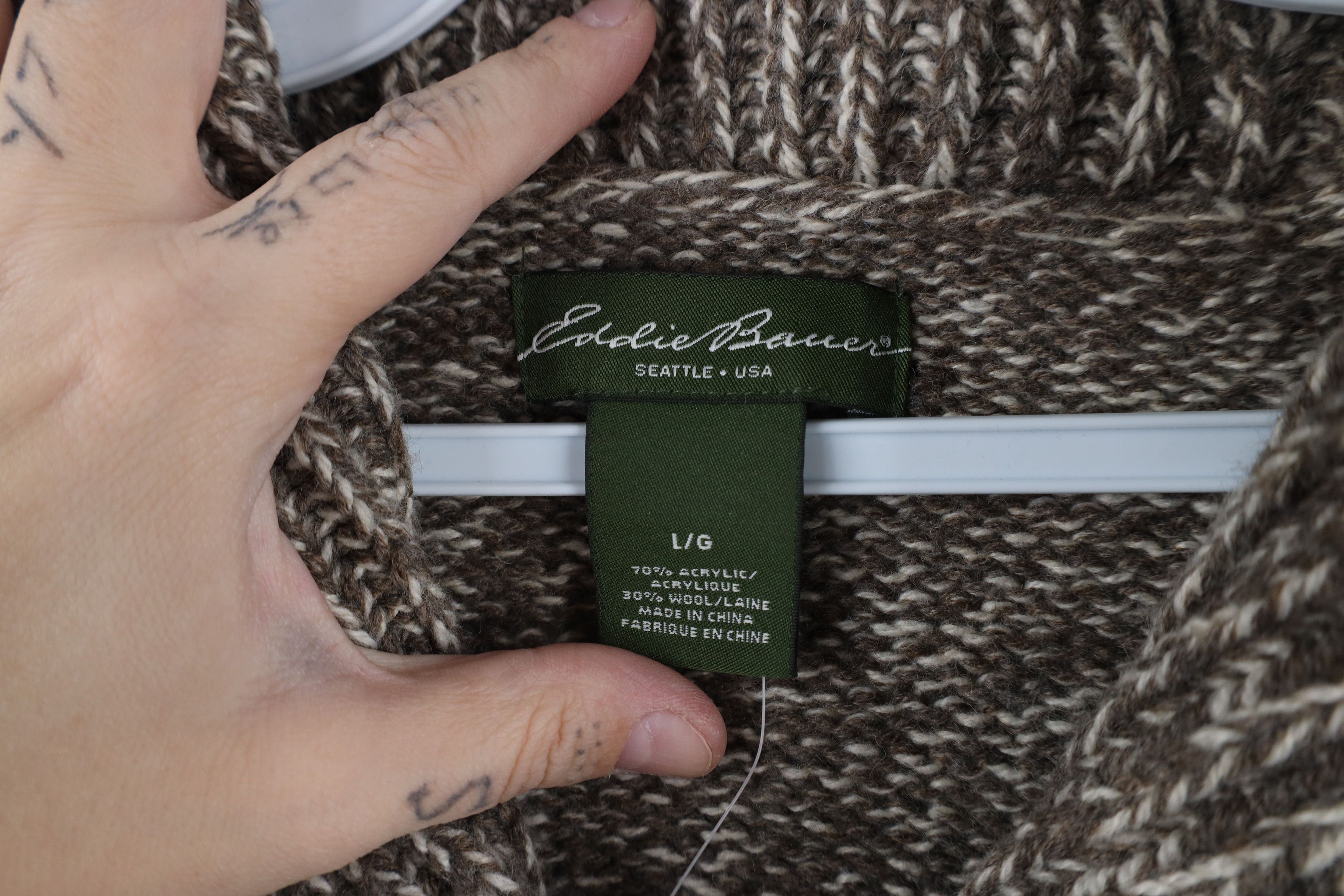 Eddie Bauer × Vintage Deadstock Vintage Eddie Bauer Wool Blend Knit Shawl Sweater Size US L / EU 52-54 / 3 - 7 Thumbnail