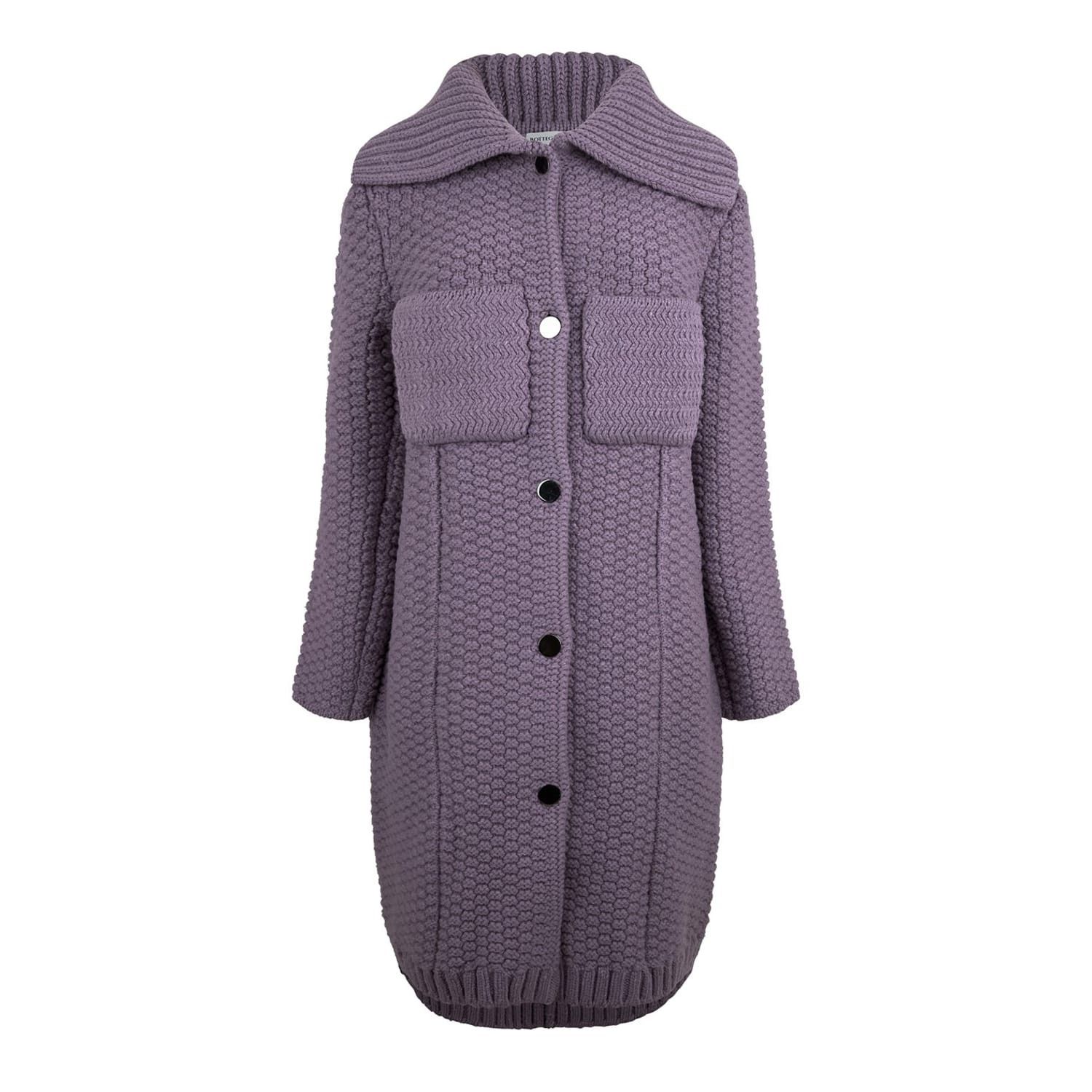 Bottega Veneta Bottega Veneta Crochet Knit Shawl Neck Coat in Purple Size XS / US 0-2 / IT 36-38 - 1 Thumbnail