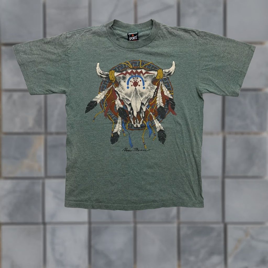 Vintage Signal Sports Skull Shirt Mens M Green Western Graphic Tee Size US M / EU 48-50 / 2 - 1 Thumbnail