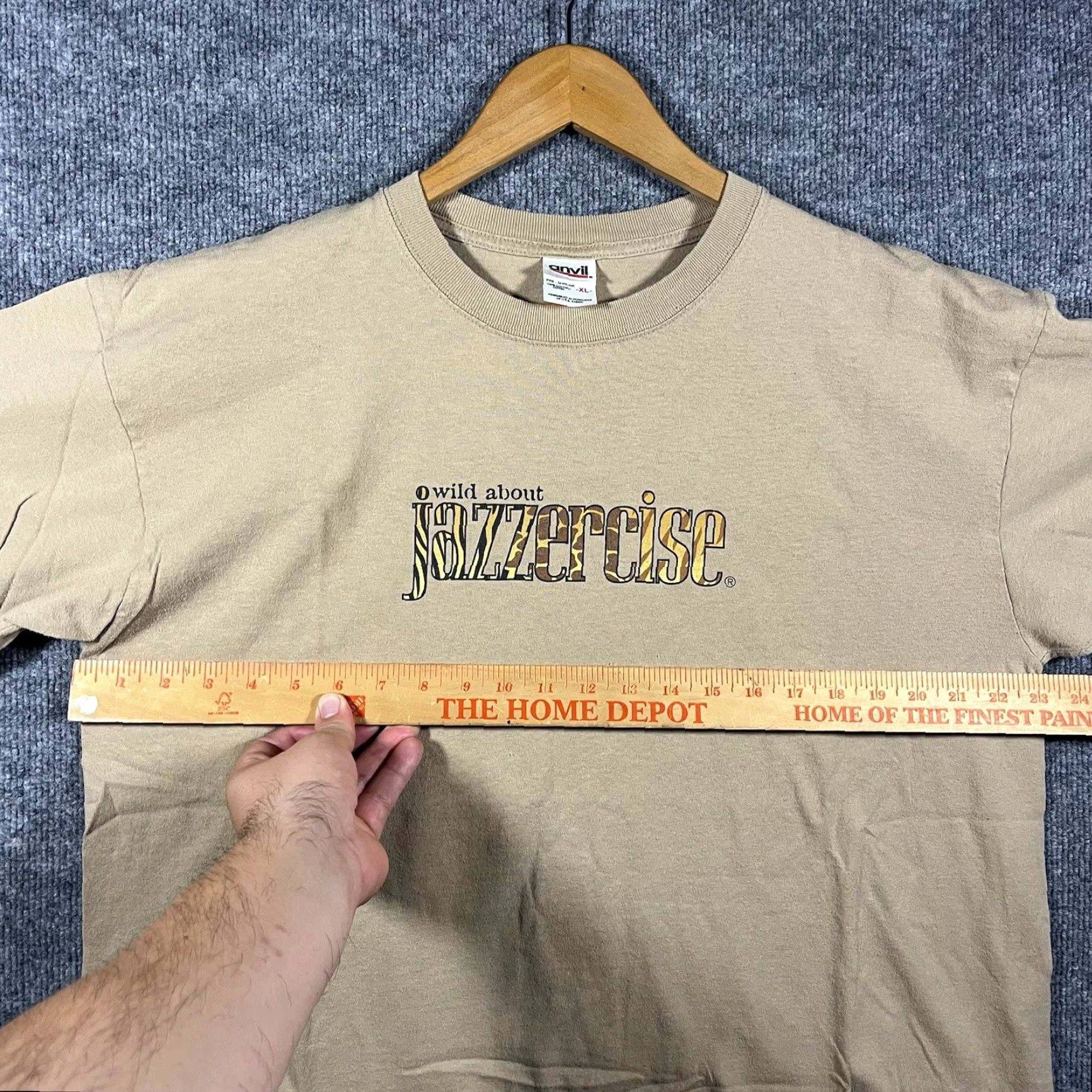Anvil VINTAGE Anvil Shirt Mens XL Tan 90s Fitness Dance Crew Neck Short Sleeve T-Shirt Easy Care Cotton | Wild About Jazzercise Size US XL / EU 56 / 4 - 4 Thumbnail