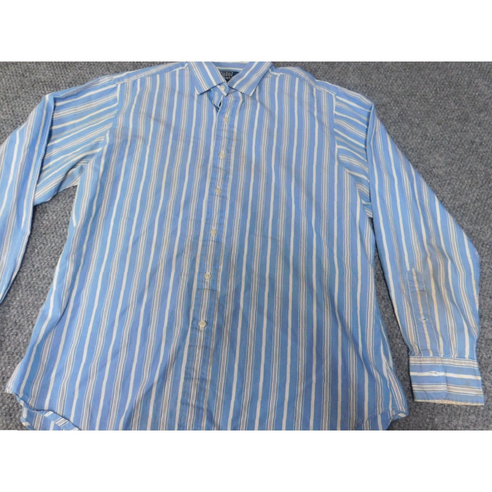Polo Ralph Lauren Polo Ralph Lauren Shirt 16.5 Mens Blue Striped Button Down Collar Classic Button Up Dress Shirt Size US XL / EU 56 / 4 - 3 Thumbnail
