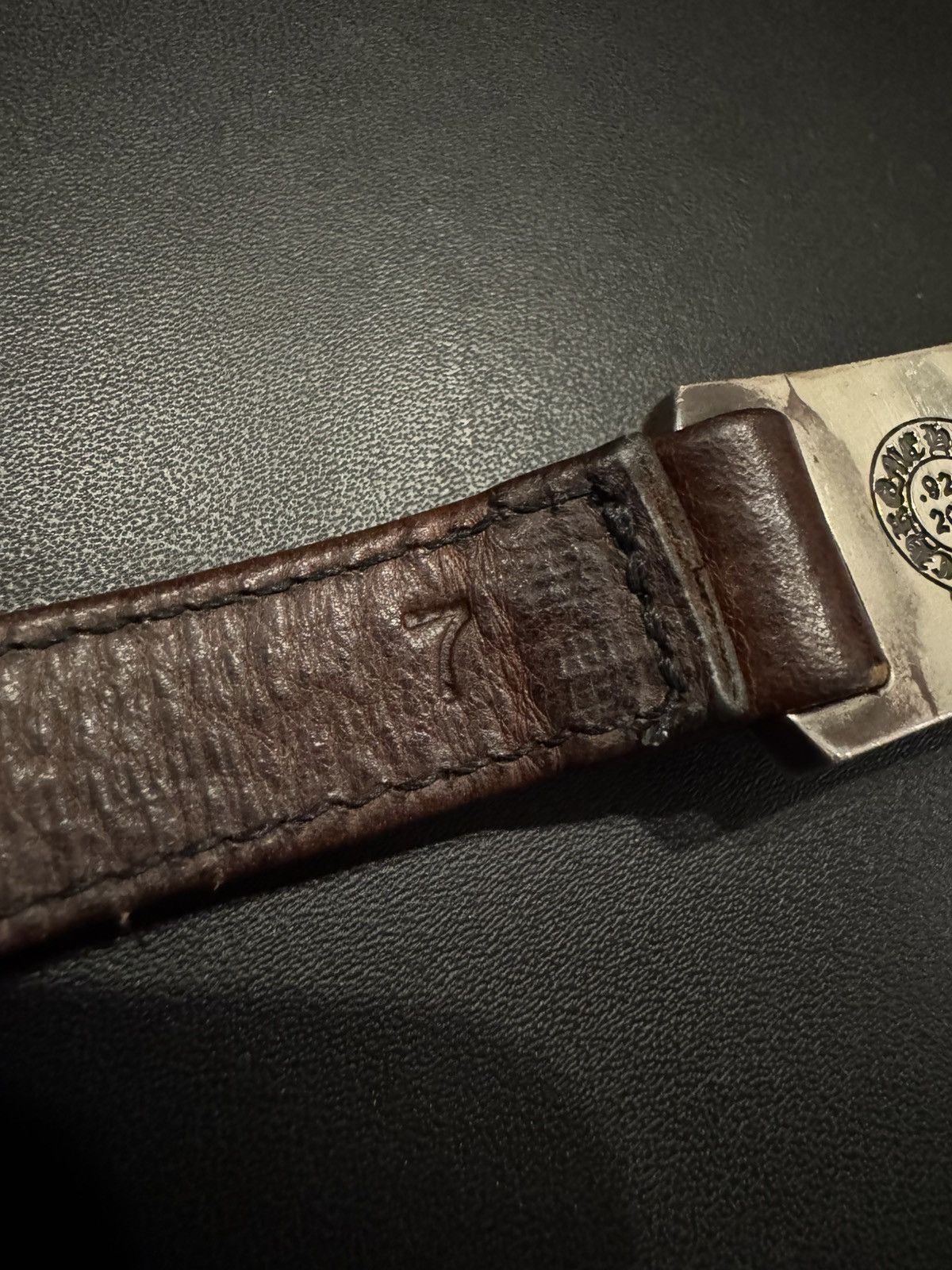 Chrome Hearts Chrome Hearts Brown Leather Harness Clasp Bracelet Silver Size ONE SIZE - 7 Thumbnail