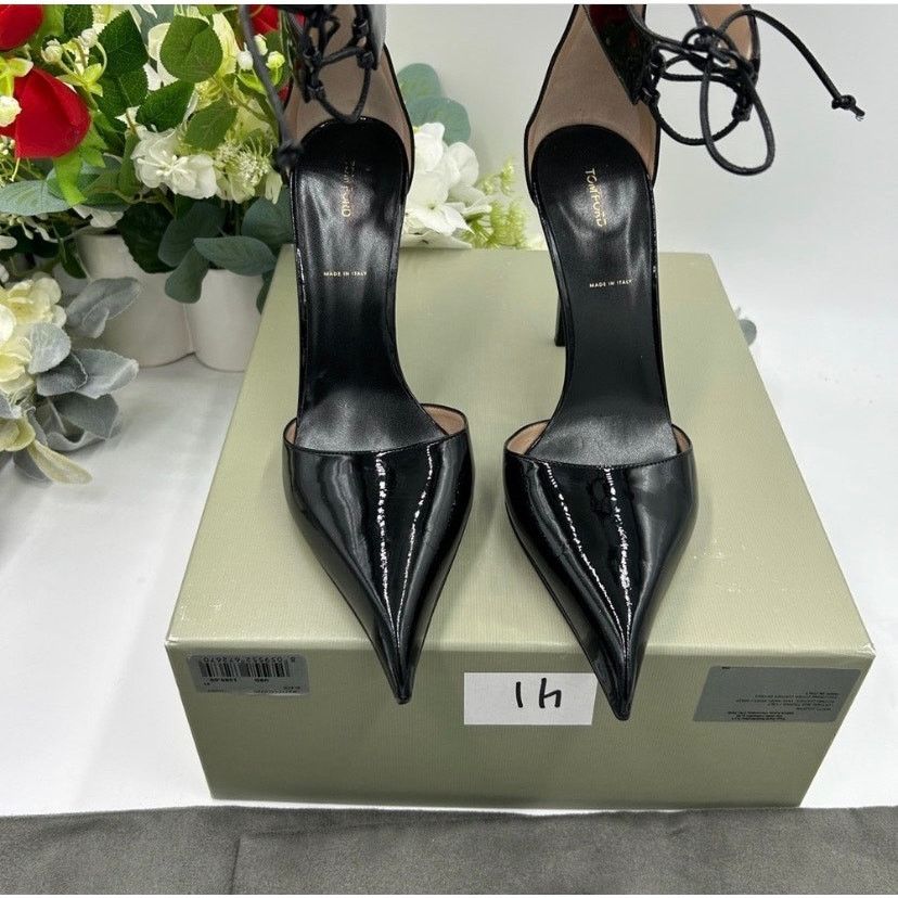 Tom Ford Tom Ford Black Patent Leather ankle tie 105mm pumps size 41 Size US 11 / IT 41 - 12 Thumbnail