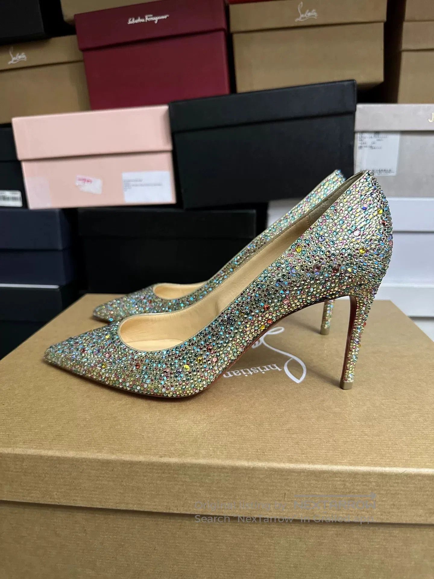 Christian Louboutin Christian Louboutin Crystal Embellished Heels. Size US 7 / IT 37 - 2 Thumbnail