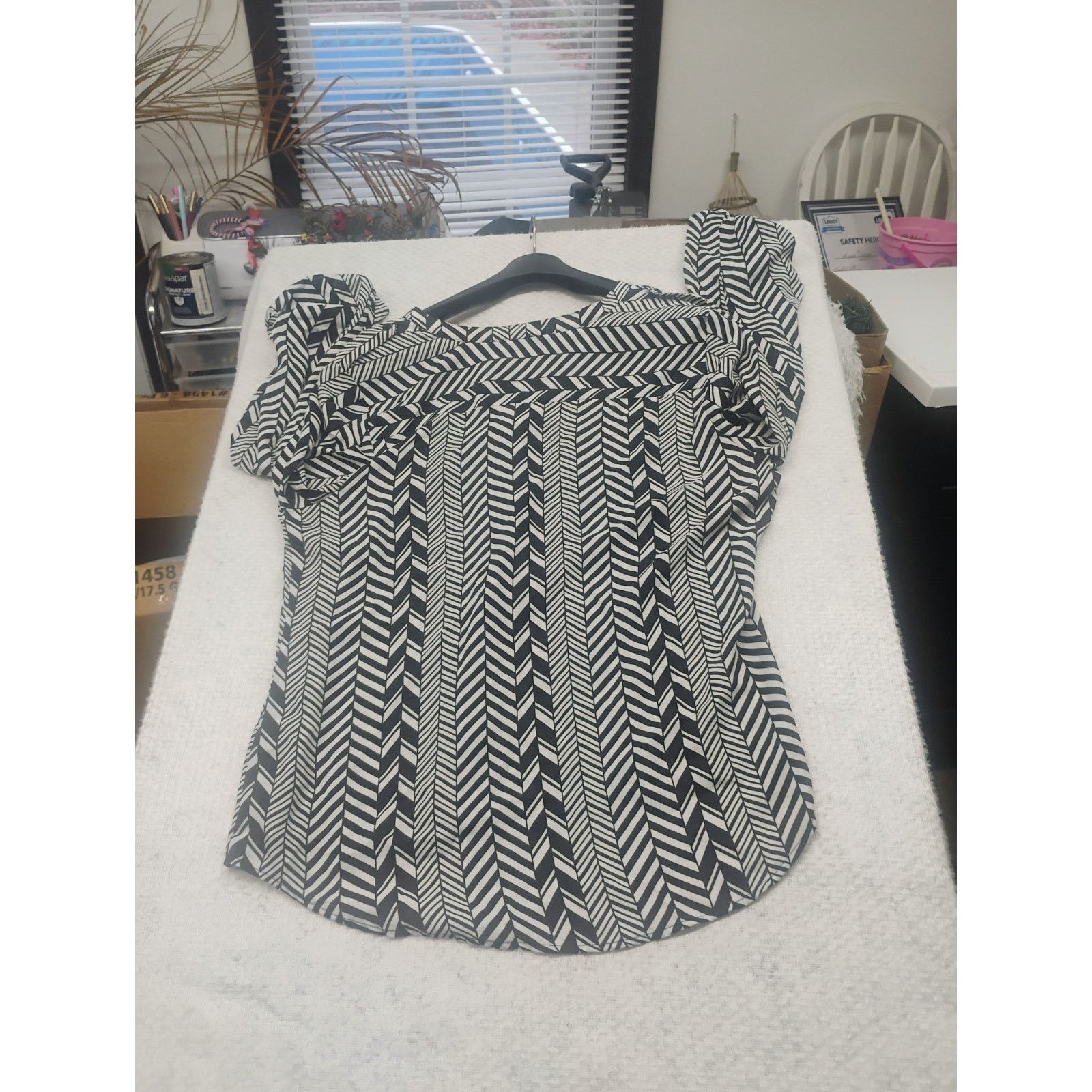 Other Zac & Rachel Womens XL Blouse Black White Geometric Herring Size XL / US 12-14 / IT 48-50 - 5 Thumbnail