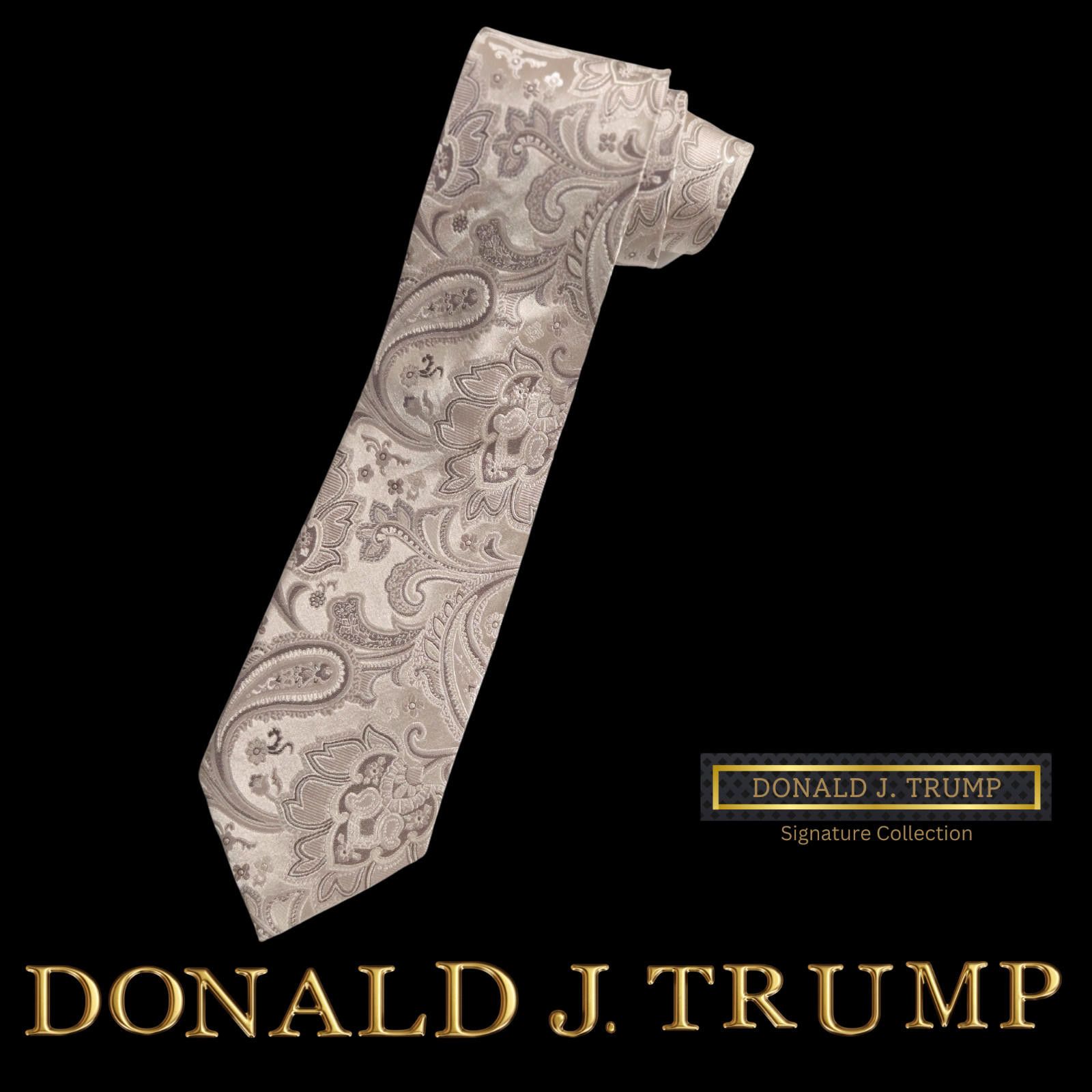 Designer Donald J. Trump Signature Collection Necktie Beige Paisley Size ONE SIZE - 1 Thumbnail
