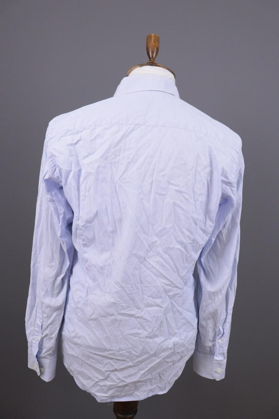 Eton Eton Slim Blue Pinstripe Floral Shirt Size 41 / 16 Size US M / EU 48-50 / 2 - 11 Thumbnail