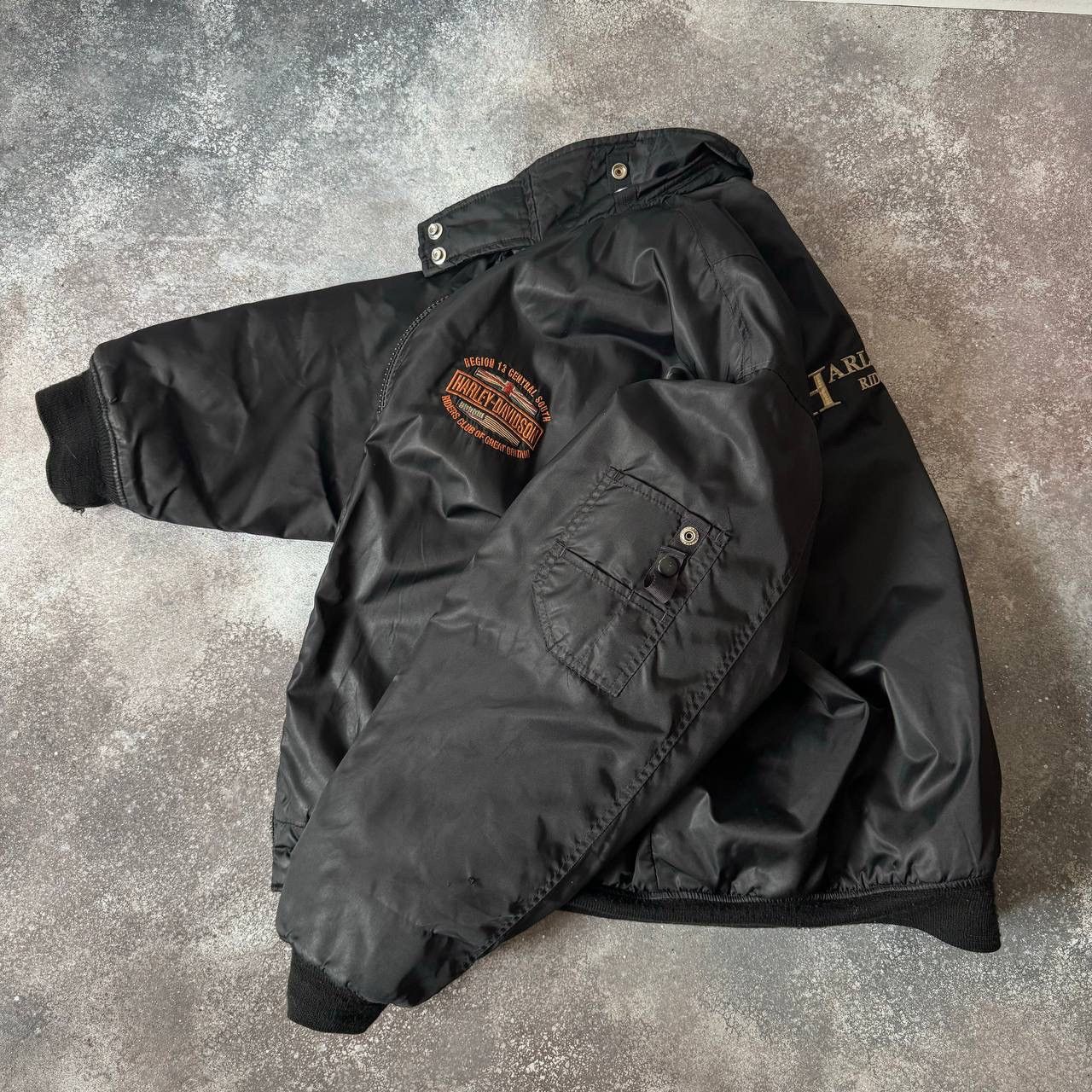 image of Avant Garde x Harley Davidson Vintage Ma-1 Boxy Bomber Jacket in Black, Men's (Size XL)
