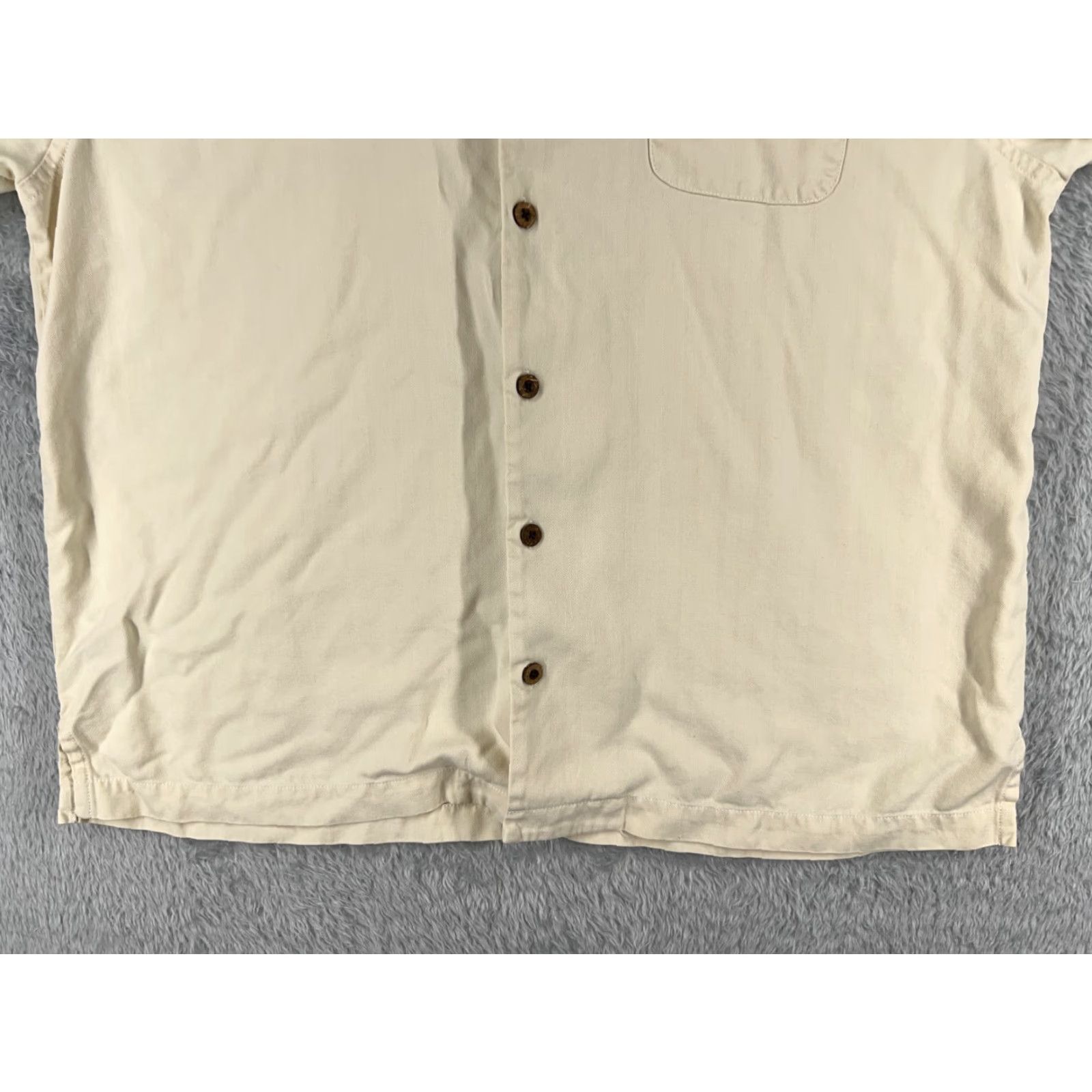 Tommy Bahama Tommy Bahama Shirt Men Extra Large Beige 100% Silk Herringbone Pocket Hawaiian Button-Up Size US XL / EU 56 / 4 - 5 Thumbnail