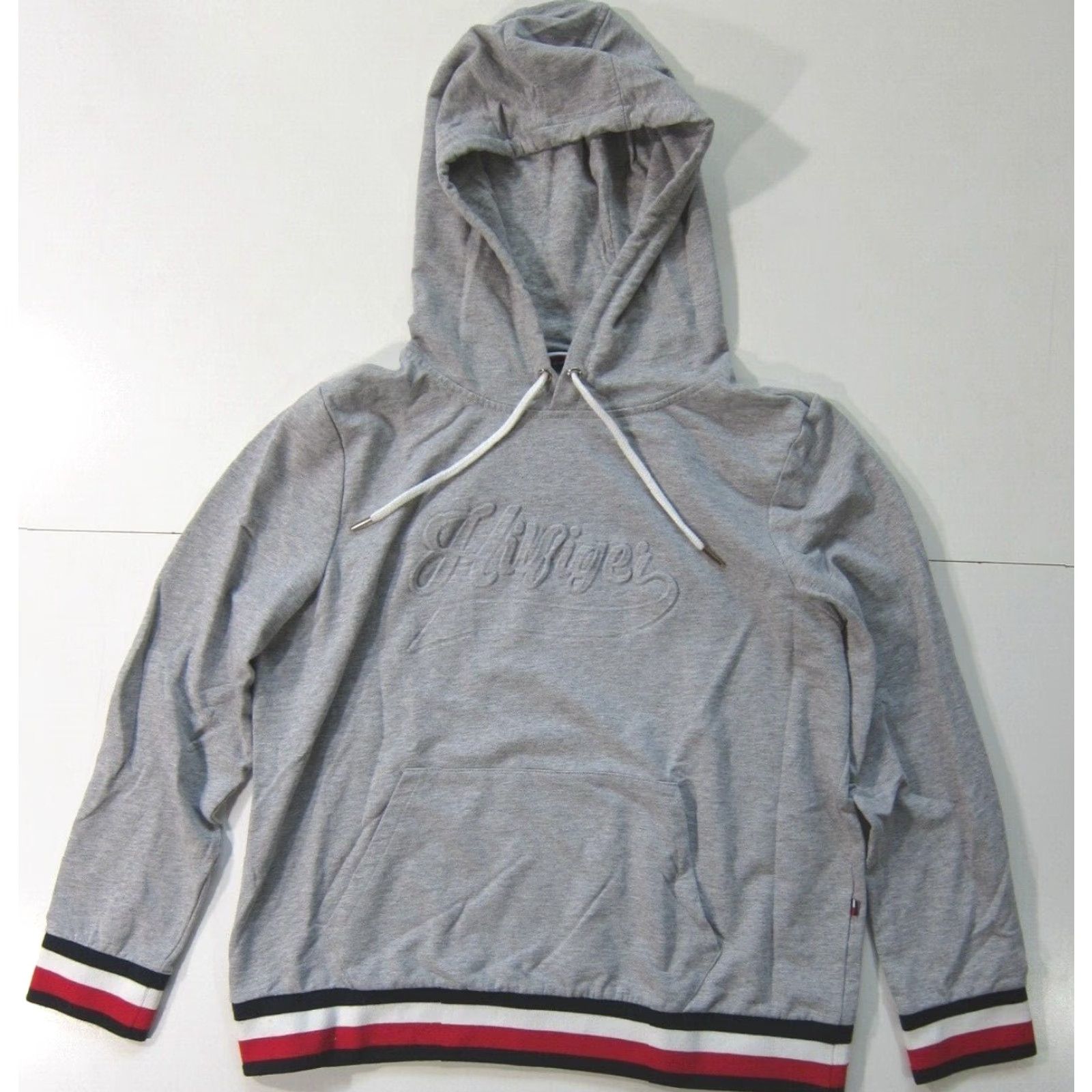 Tommy Hilfiger Tommy Hilfiger Grey Red Cotton Stretch Logo Pocket Hooded Sweatshirt Women XL Size XL / US 12-14 / IT 48-50 - 8 Thumbnail
